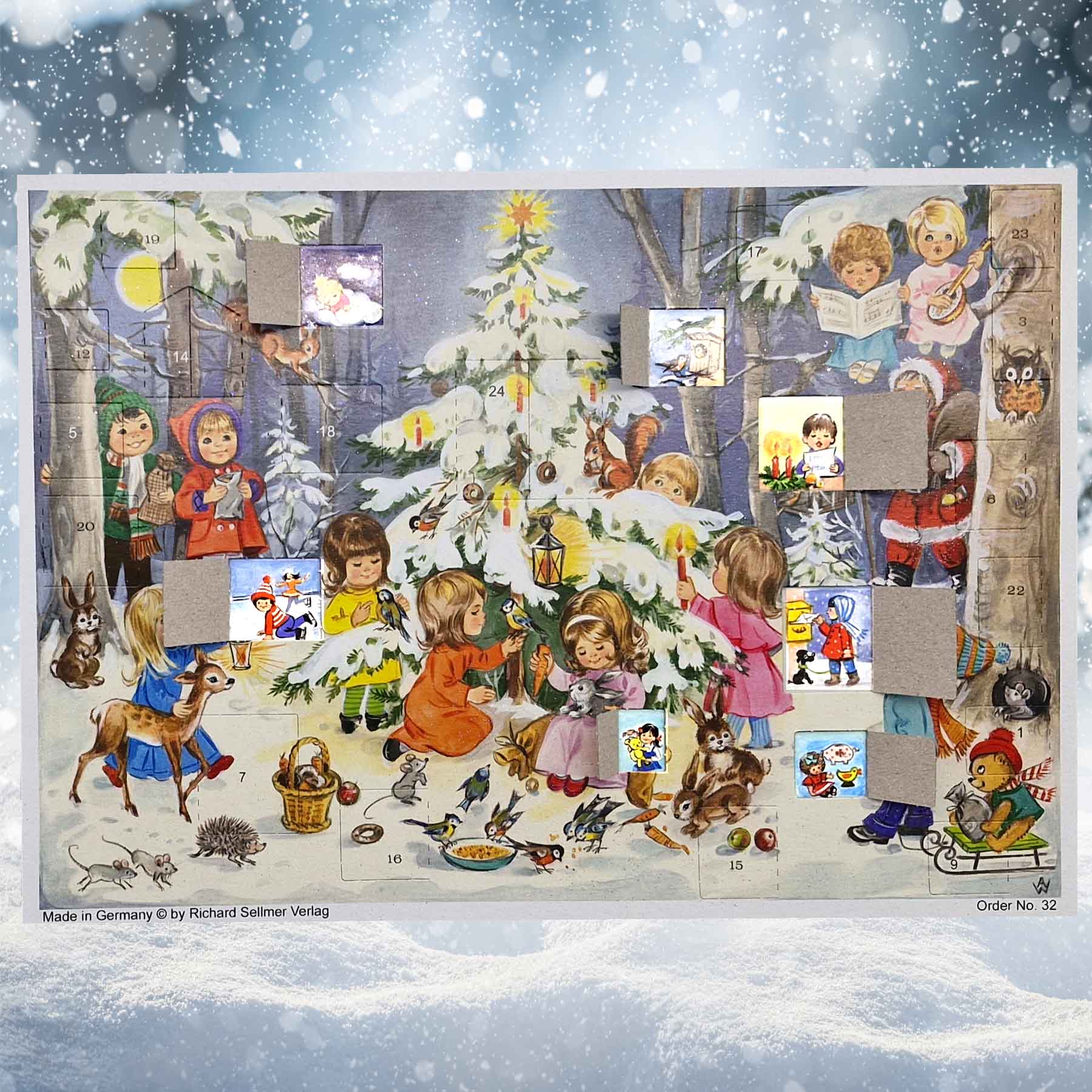 Calendario de Adviento A4 «Diversión y juegos junto al árbol de Navidad»
