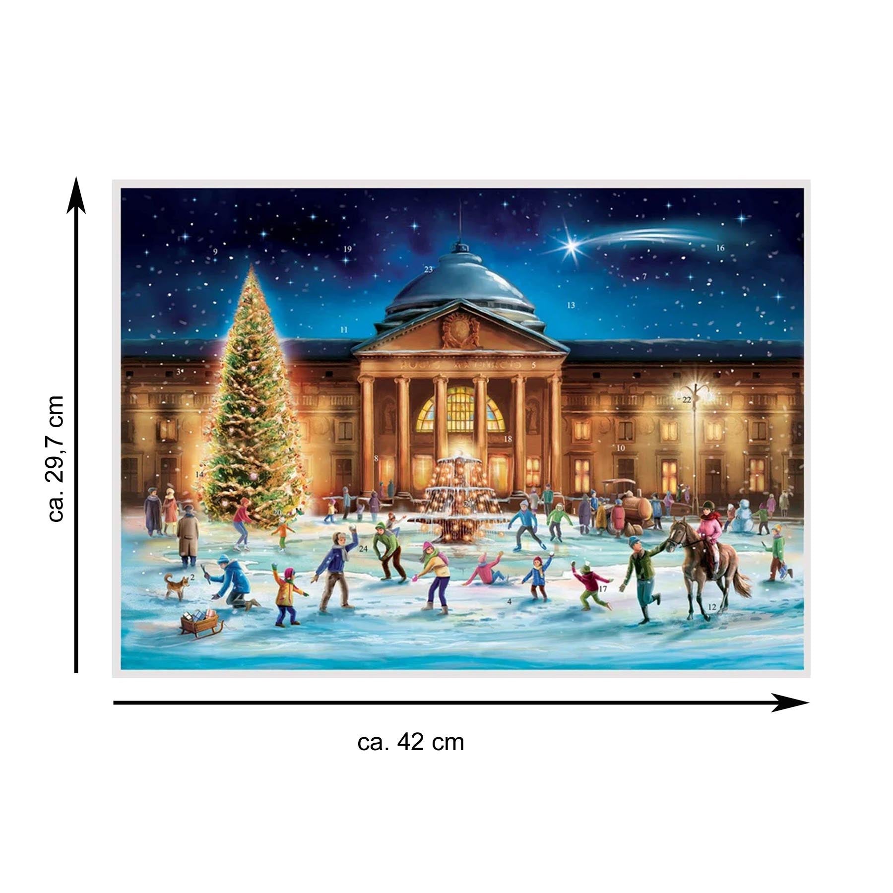 Adventskalender Wiesbaden mit Maßangabe