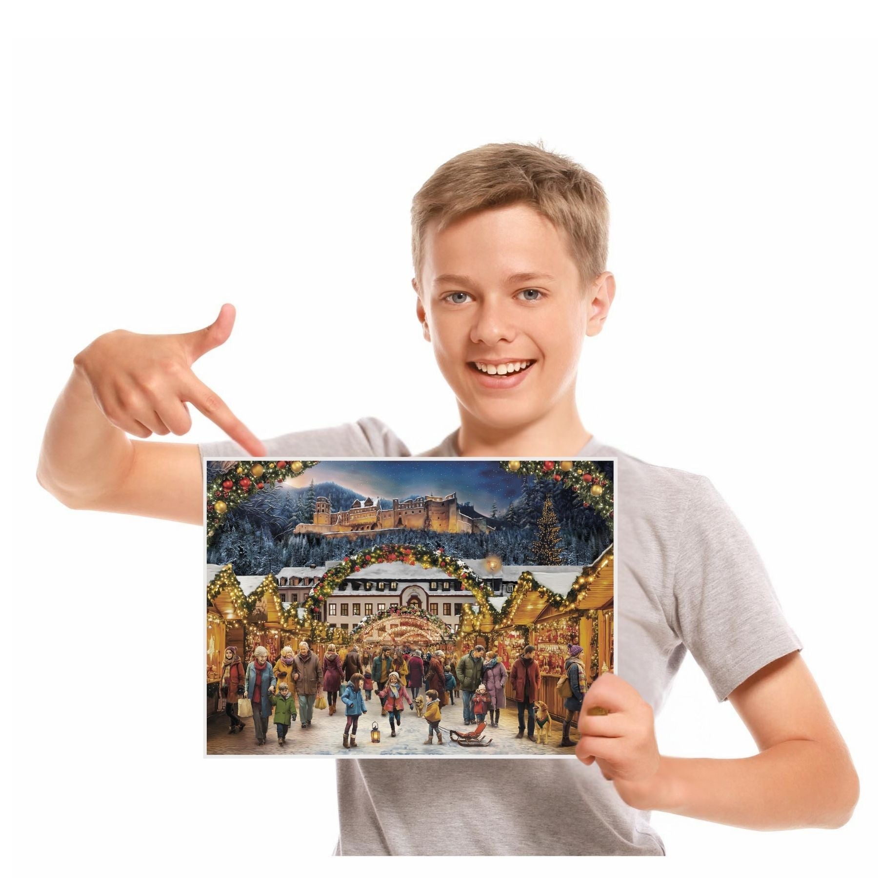 Adventskalender 323 Junge mit Kalender