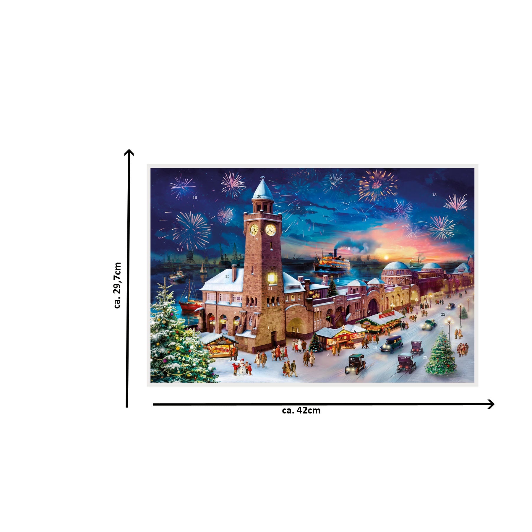 Adventskalender "Hamburg Landungsbrücken" - Größenangabe