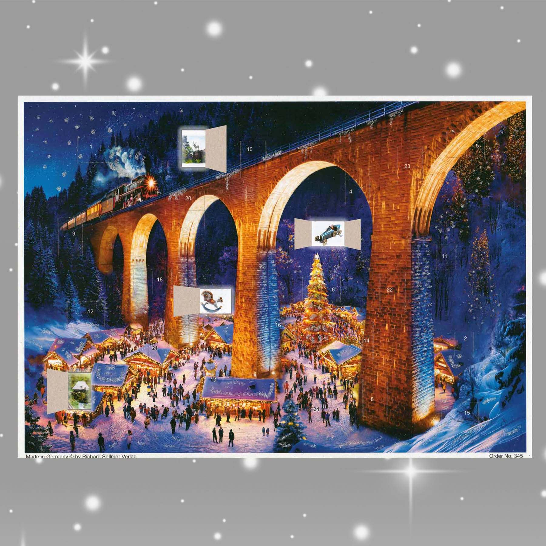 Adventskalender Ravennaschlucht mit einigen geöffneten Türchen