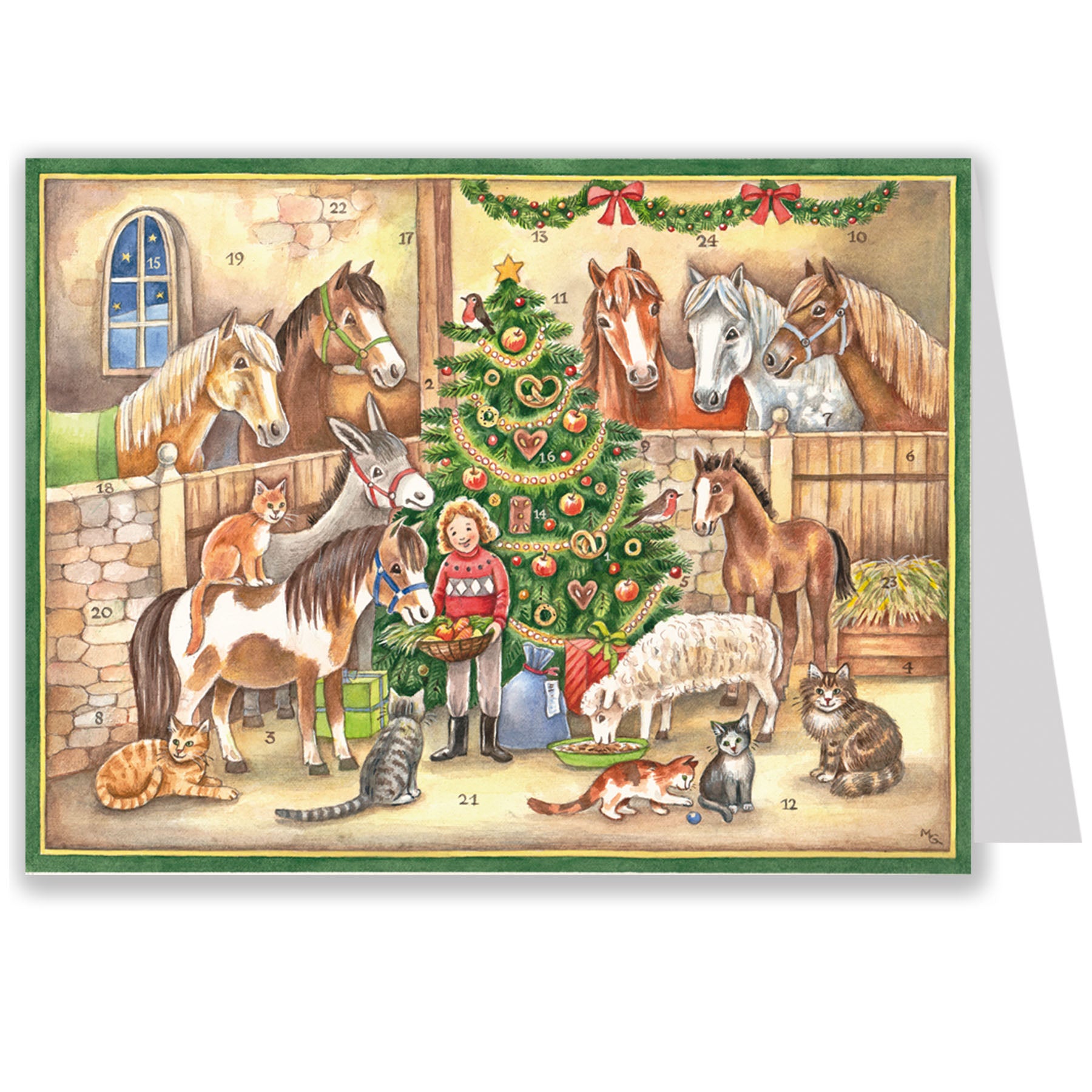 Postkarten-Adventskalender Im Stall