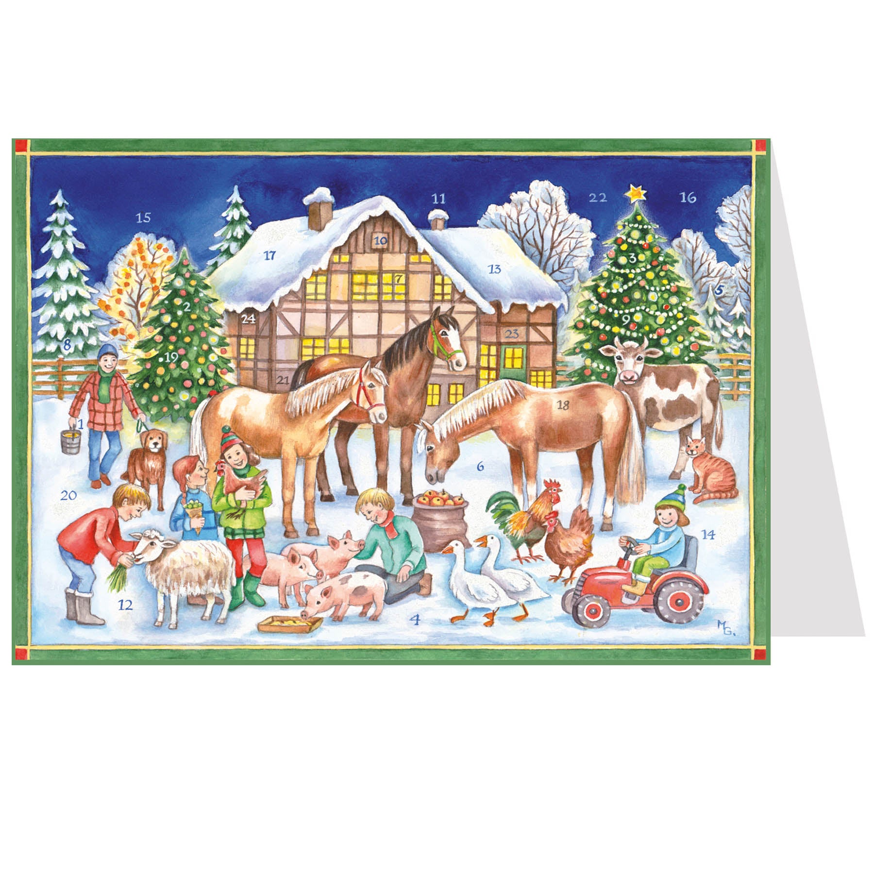 Postcard Advent Calendar "Christmas with the Animals"