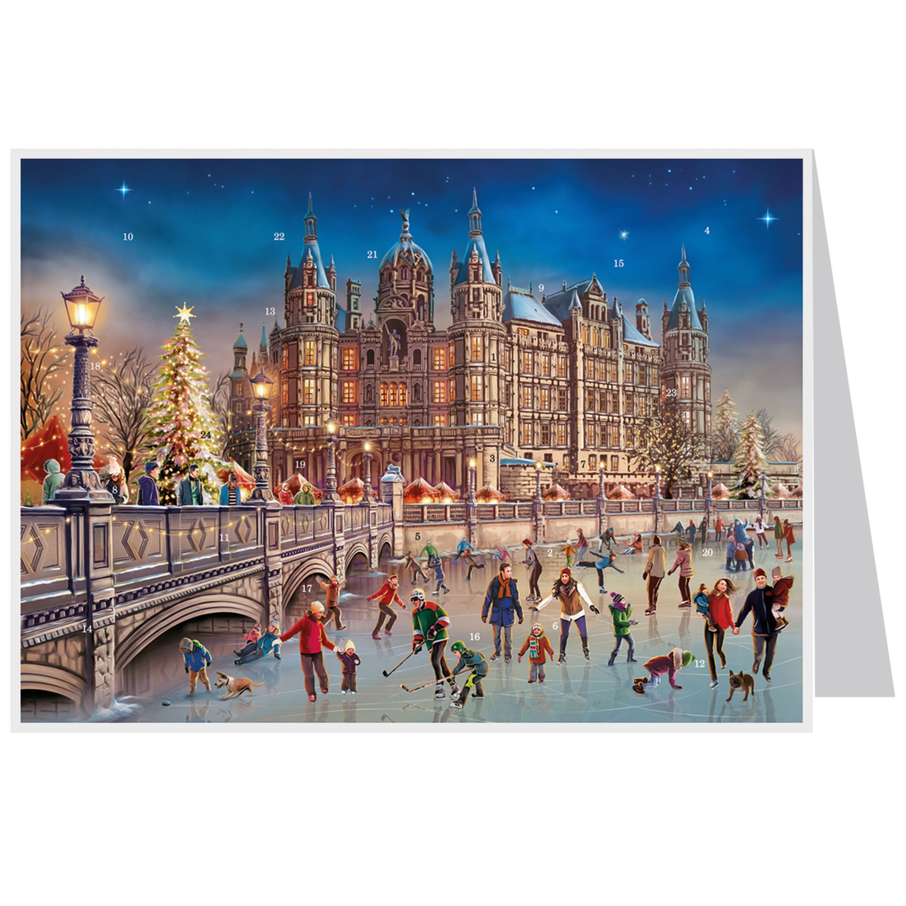 Postkarten-Adventskalender Schweriner Schloss