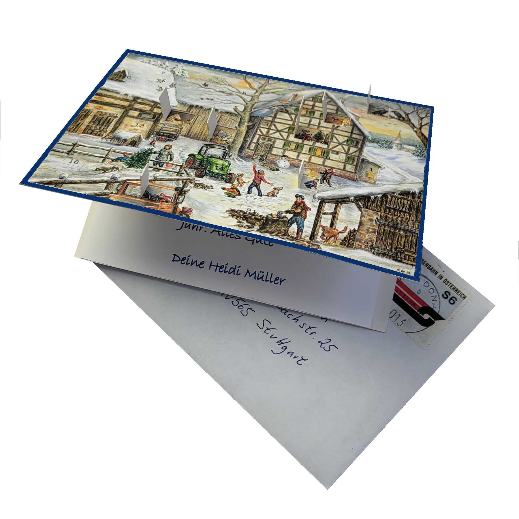Postcard Advent Calendar "Winter on the Farm"