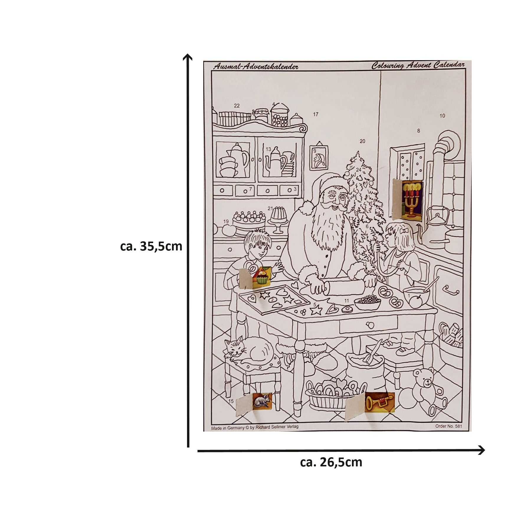 Calendrier de l'Avent à colorier « Pâtisserie avec le Père Noël »