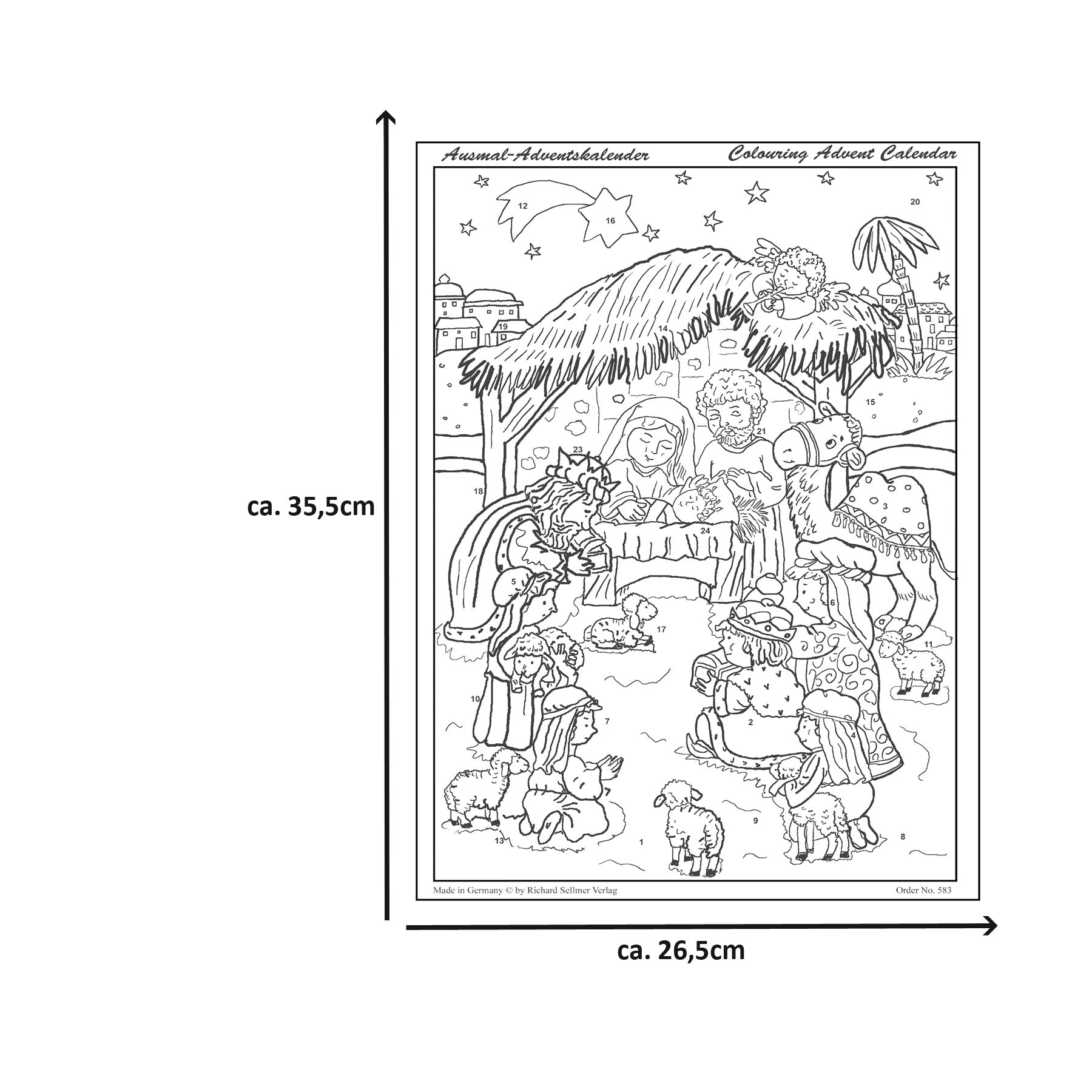 Calendrier de l'Avent à colorier « La Crèche de Bethléem »