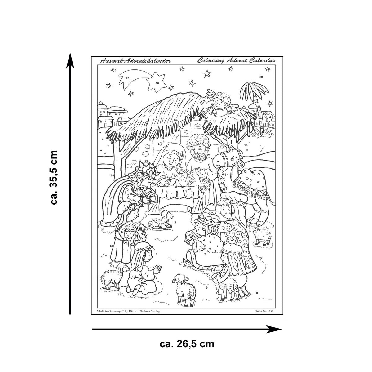 Calendrier de l'Avent à colorier « La Crèche de Bethléem »