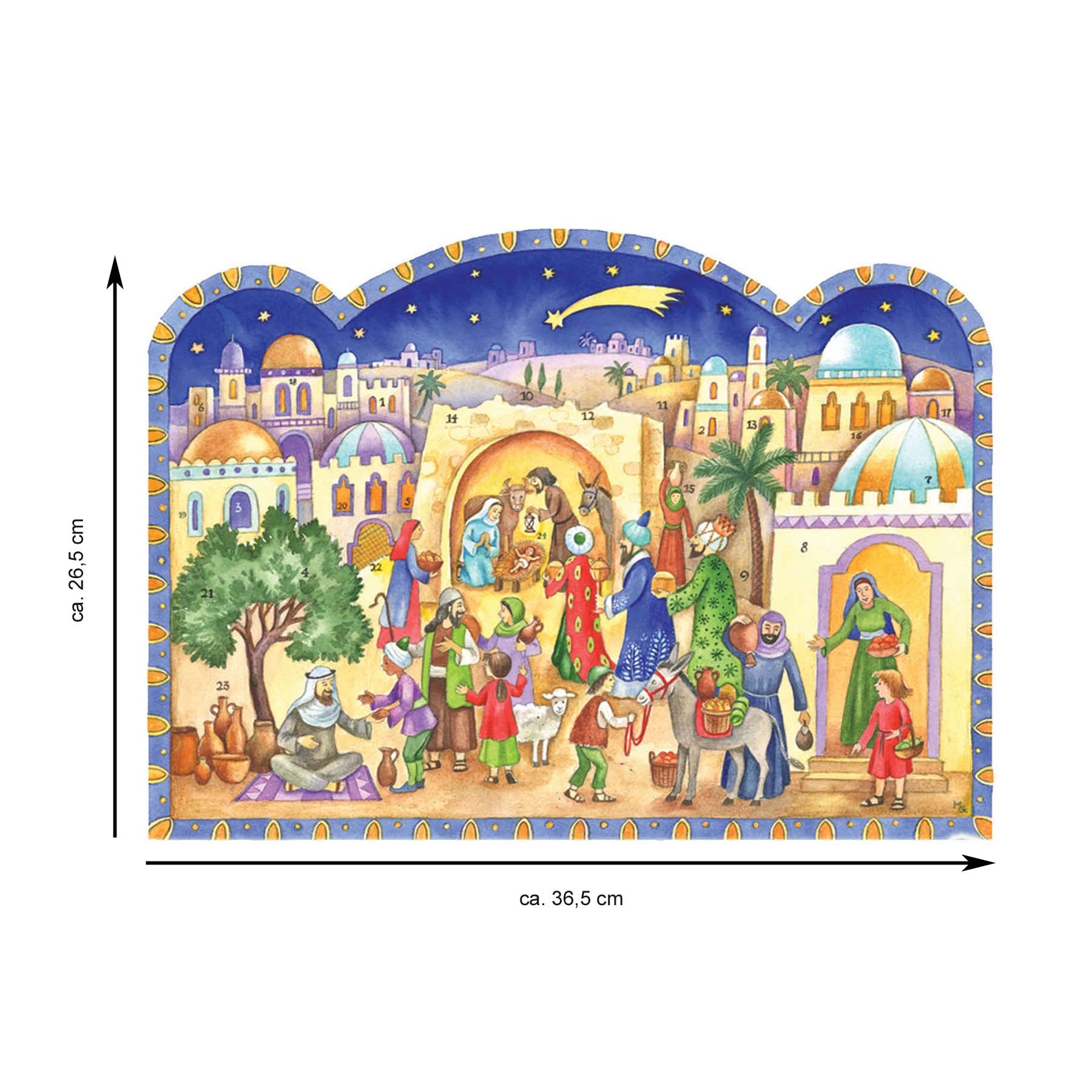 Adventskalender kommet und sehet das Kind mit Größenangaben