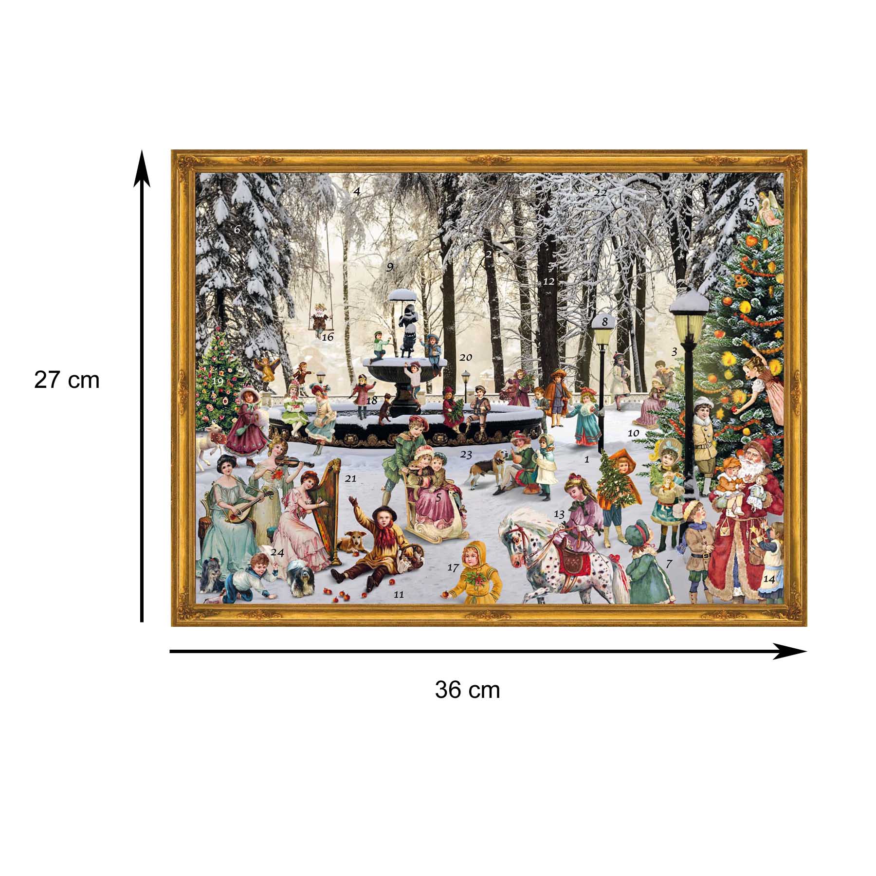 Größenangaben zum Adventskalender "Verschneiter Brunnen"