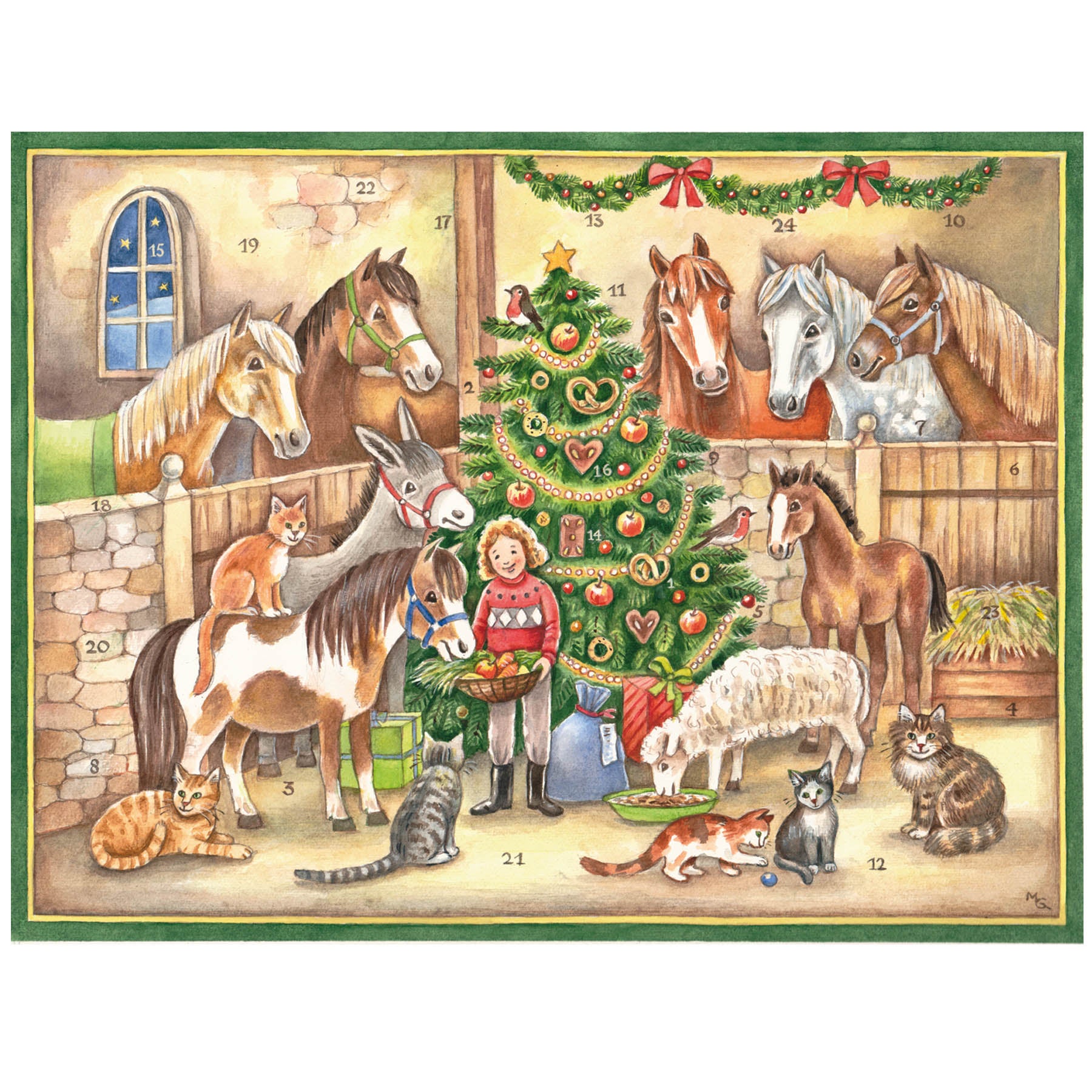 großformatiger Adventskalender im Stall