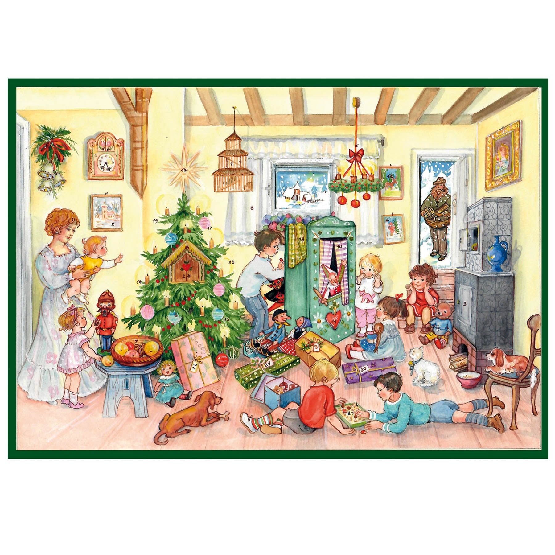 Großformatiger Adventskalender Bescherung