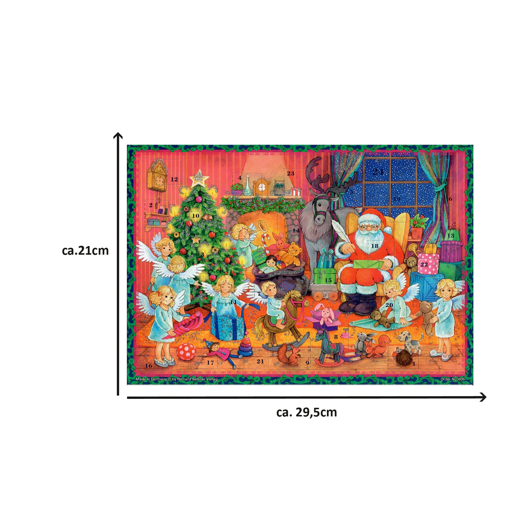 Adventskalender A4 "Weihnachtsvorbereitungen" - Größenangabe