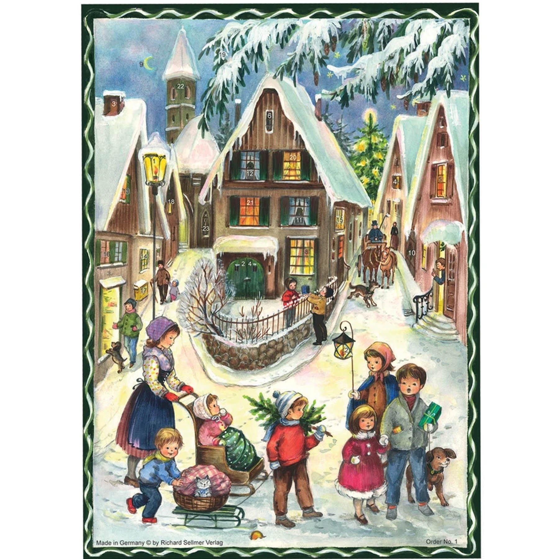 Adventskalender A4 "Weihnachten im Dorf" - Sellmer Adventskalender
