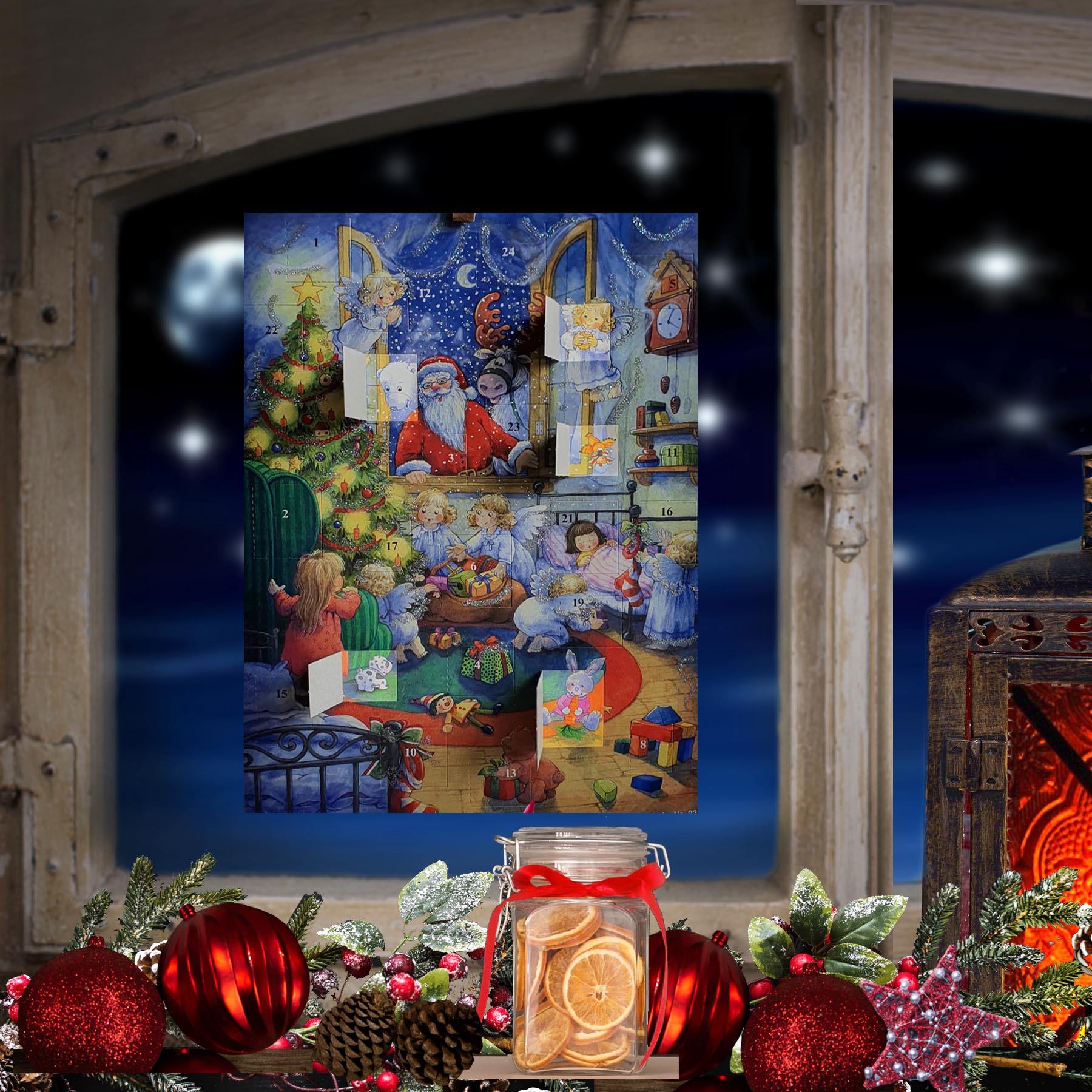 Adventskalender A4 "Weihnachtsträume" - Sellmer Adventskalender - am Fenster