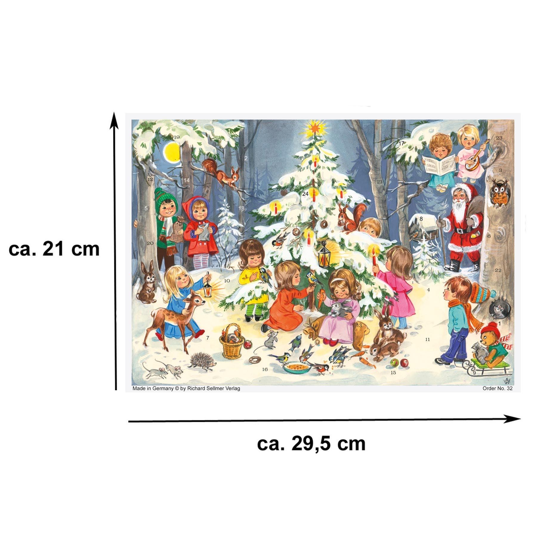 Adventskalender "Spiel und Spass am Weihnachtsbaum" - Sellmer Adventskalender Größenangabe