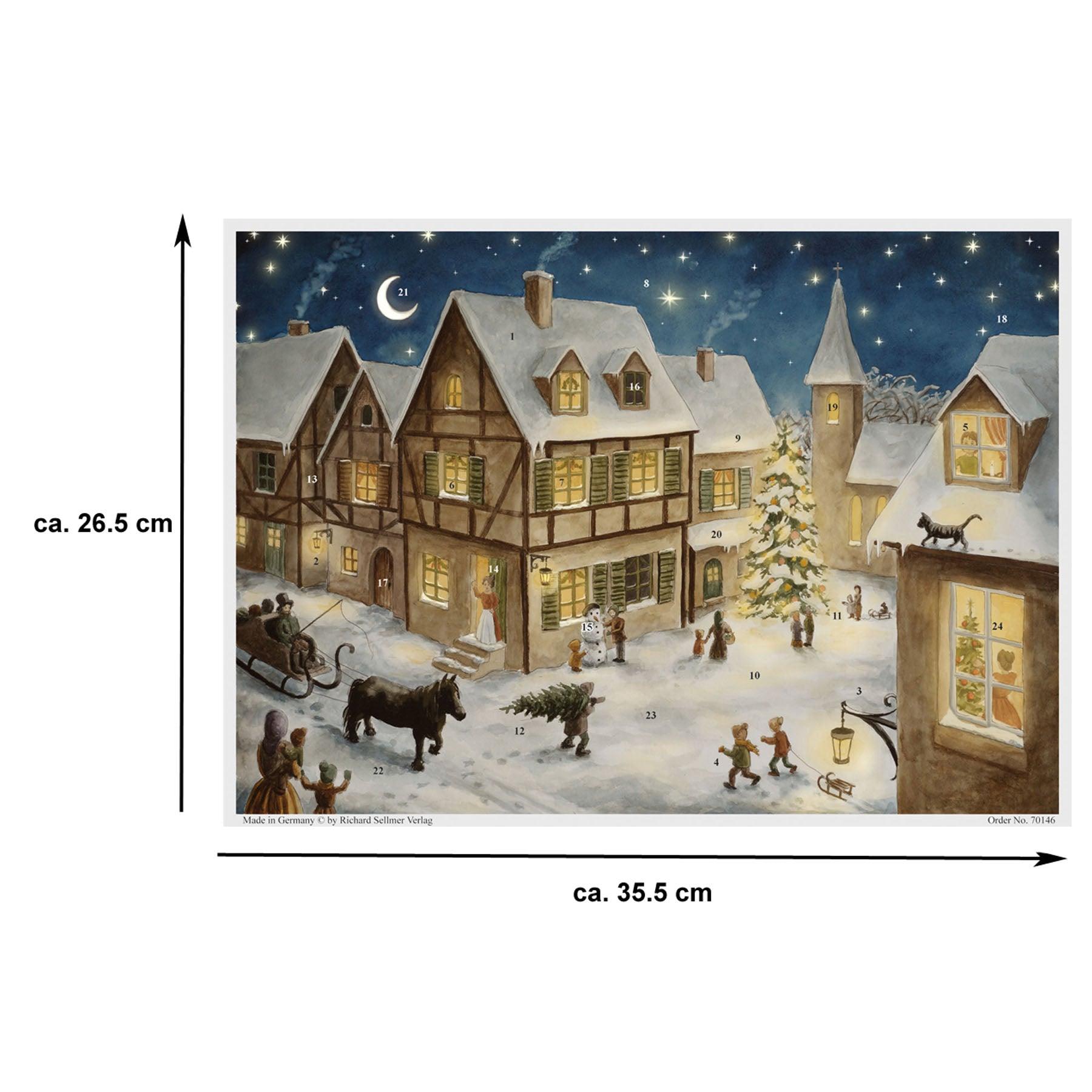 Adventskalender "Weihnachtsabend im Dorf" Größenangaben