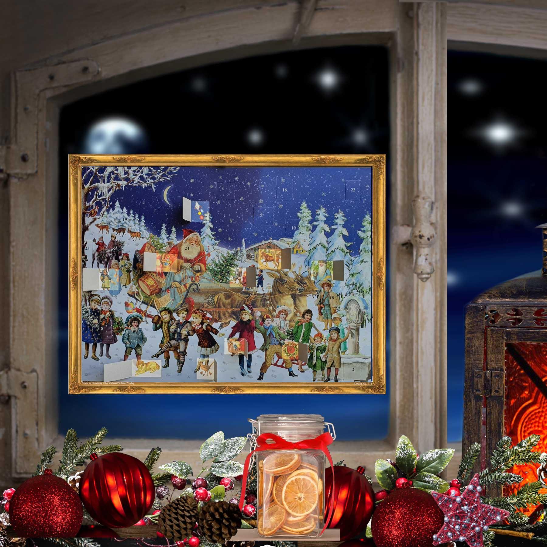 Adventskalender "Weihnachtsmann im Rentierschlitten" - Sellmer Adventskalender