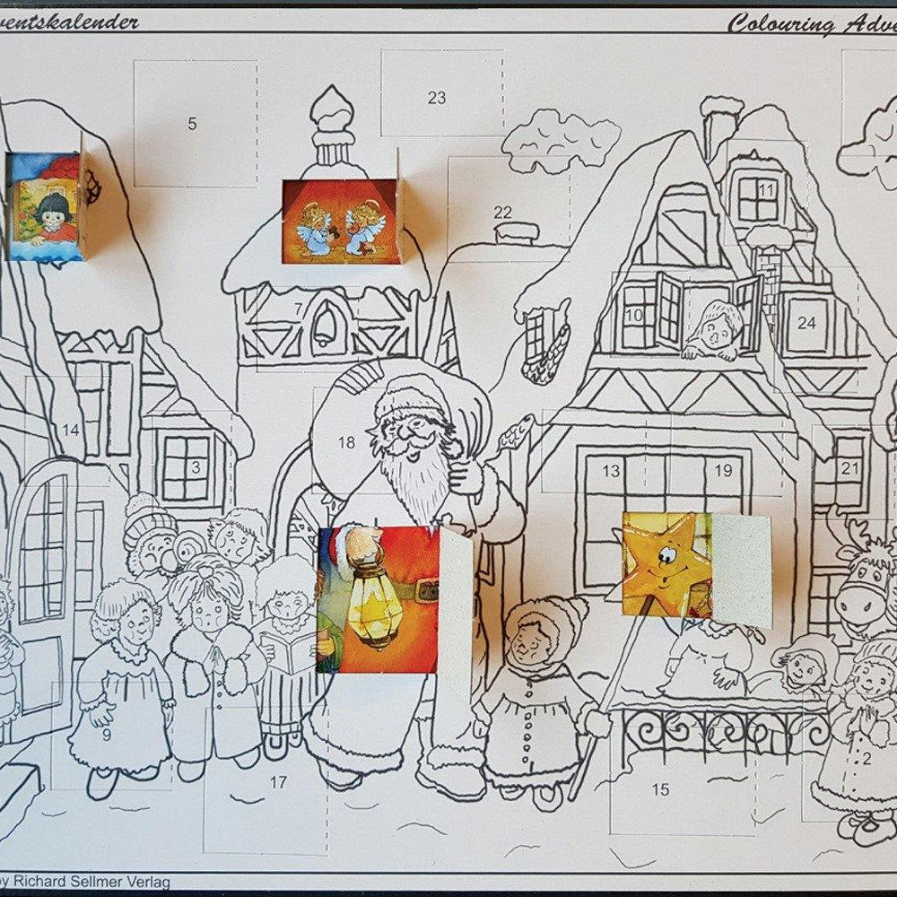 Ausmal-Adventskalender "Der Weihnachtsmann kommt in die Stadt" - Sellmer Adventskalender