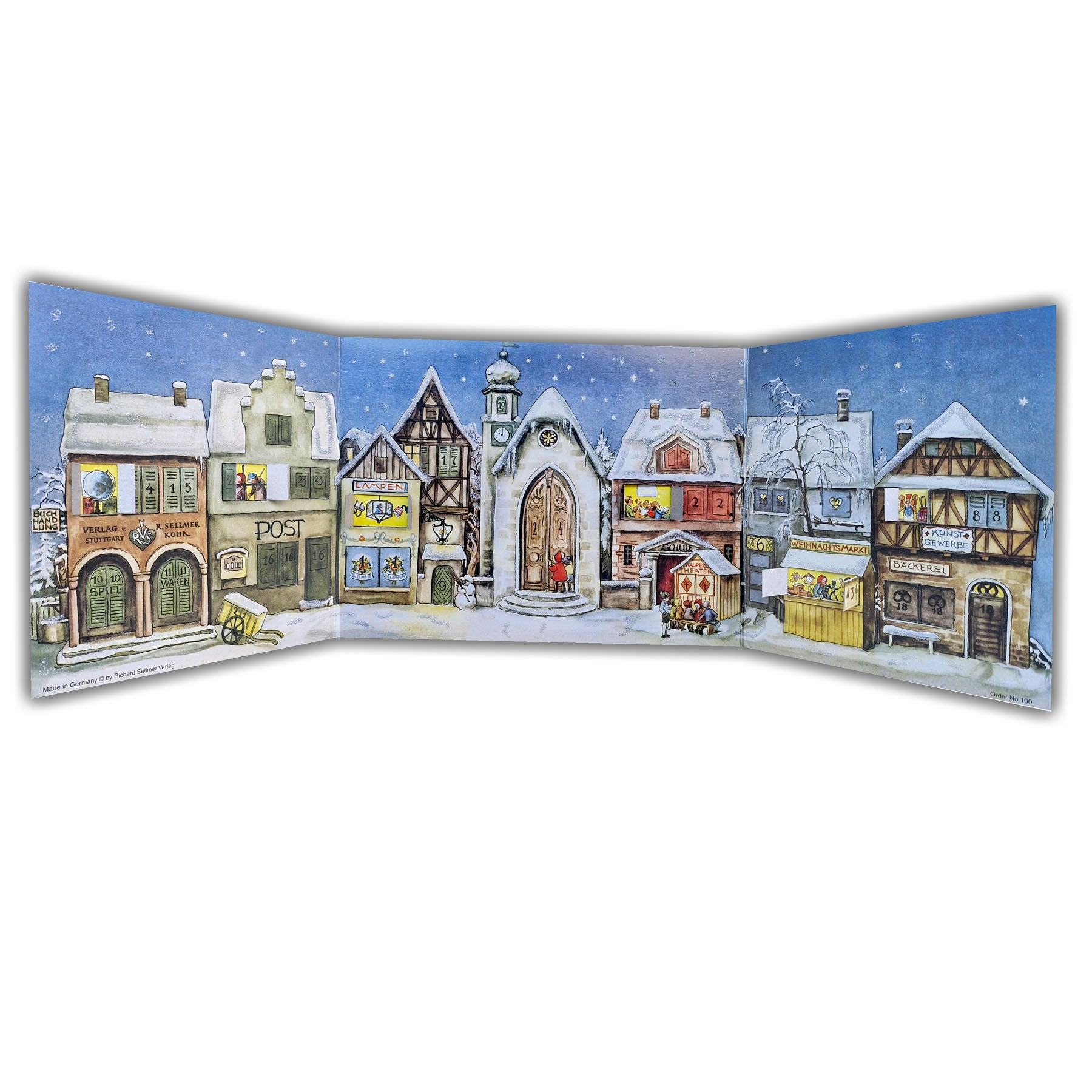 Adventskalender aus Papier "Die kleine Stadt" von 1946