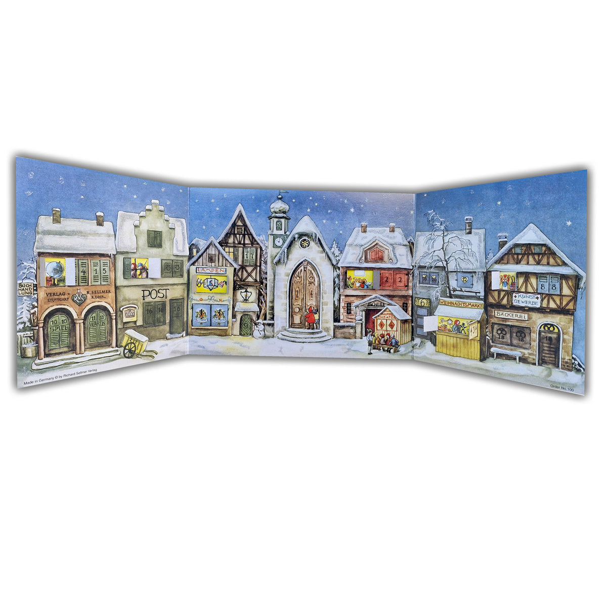 Adventskalender aus Papier "Die kleine Stadt" von 1946