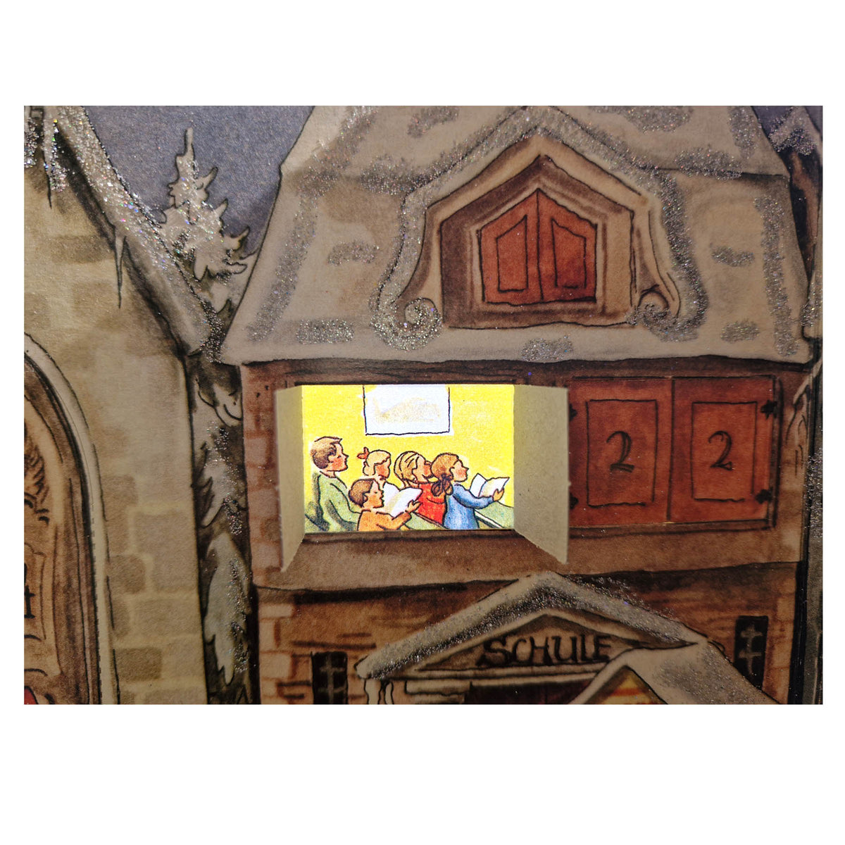 Adventskalender aus Papier "Die kleine Stadt" von 1946