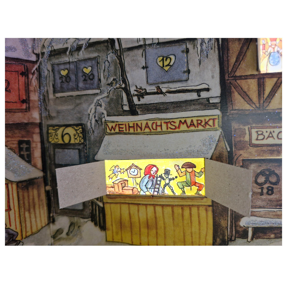 Adventskalender aus Papier "Die kleine Stadt" von 1946