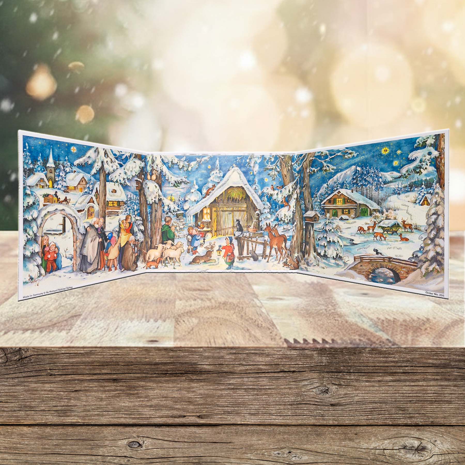 Panorama Adventskalender am Stall aufgestellt