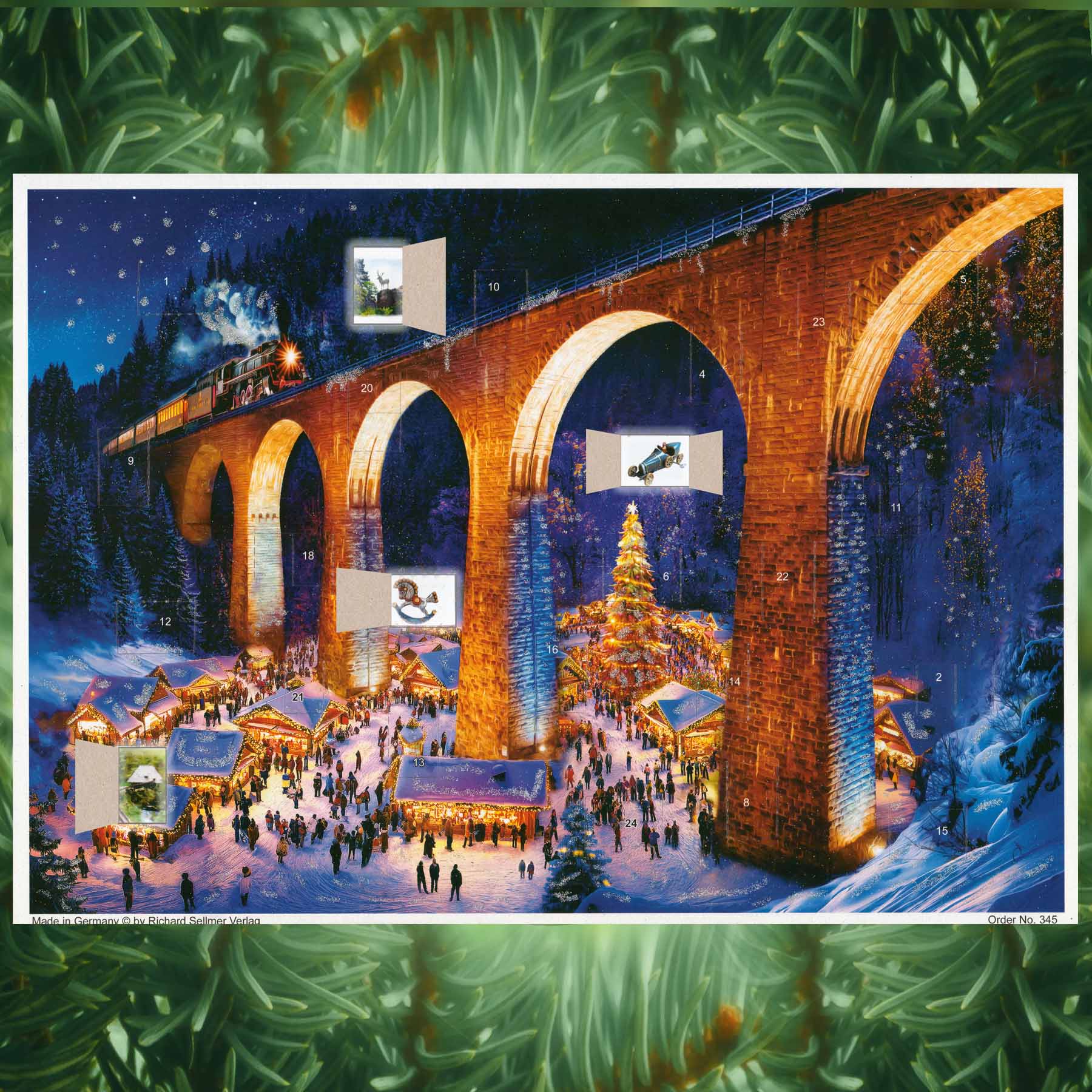 Adventskalender Ravennaschlucht mit einigen geöffneten Türchen