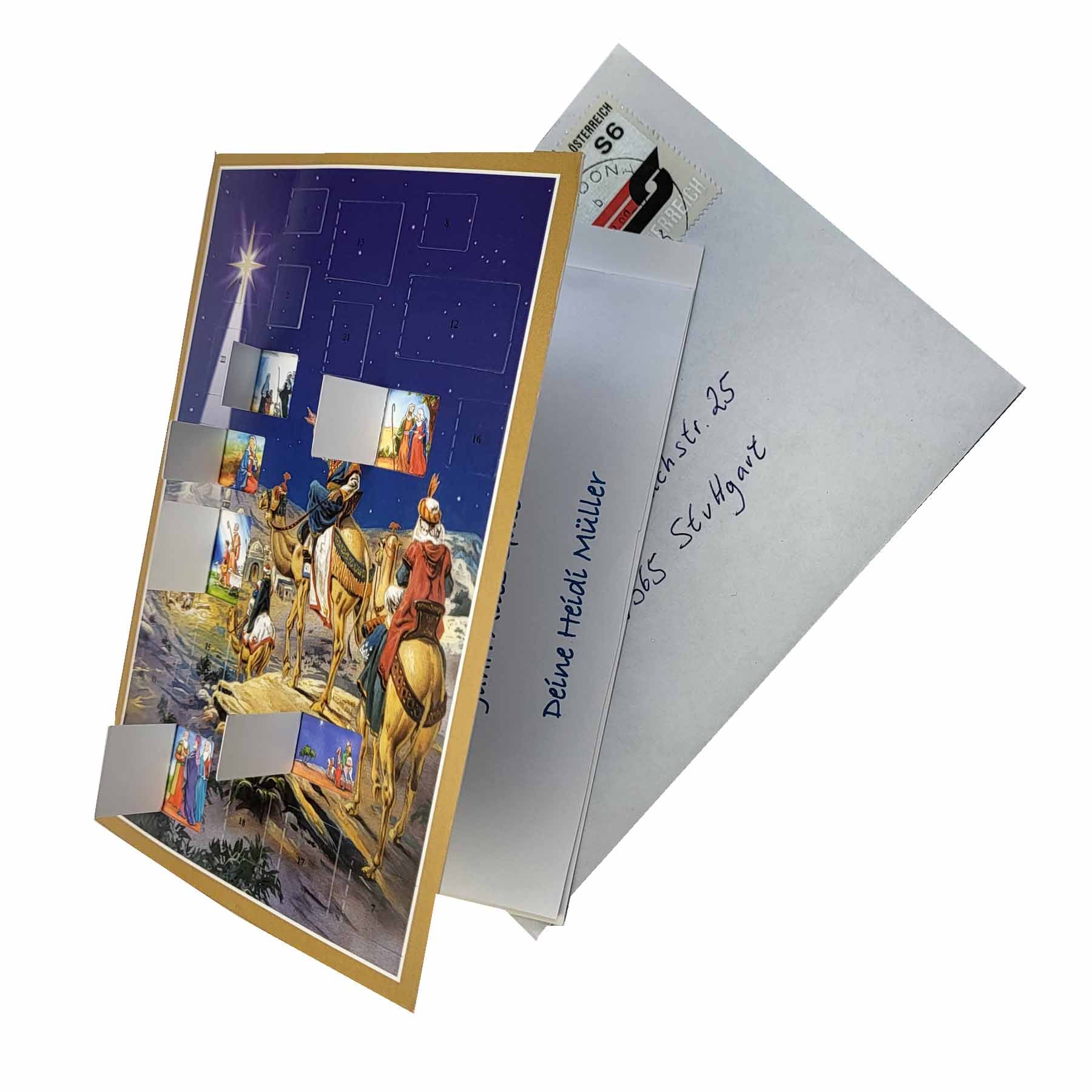 Calendario dell'Avvento con cartoline "I Re Magi seguono la stella"