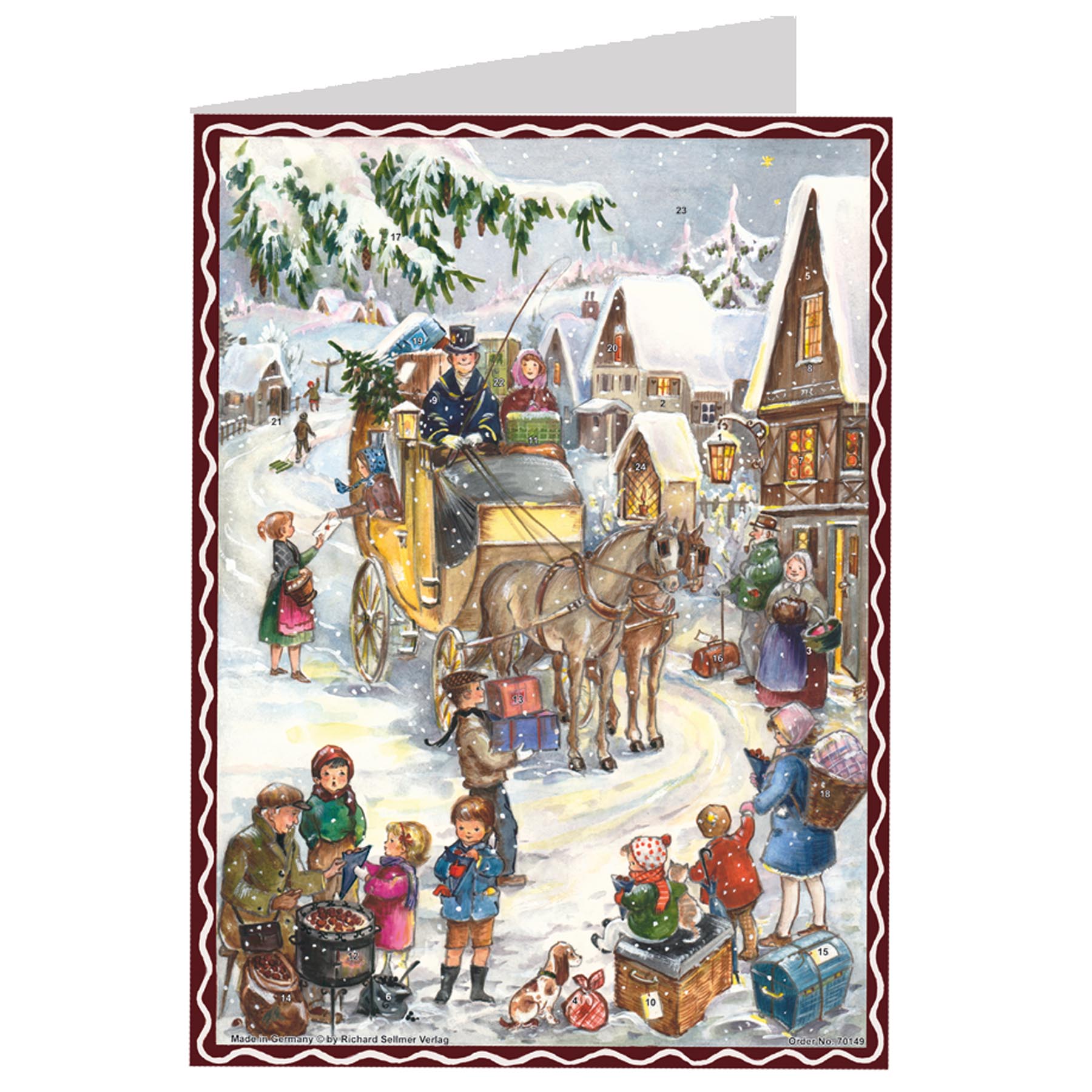 Postkarten-Adventskalender Hurra die Kutsche kommt