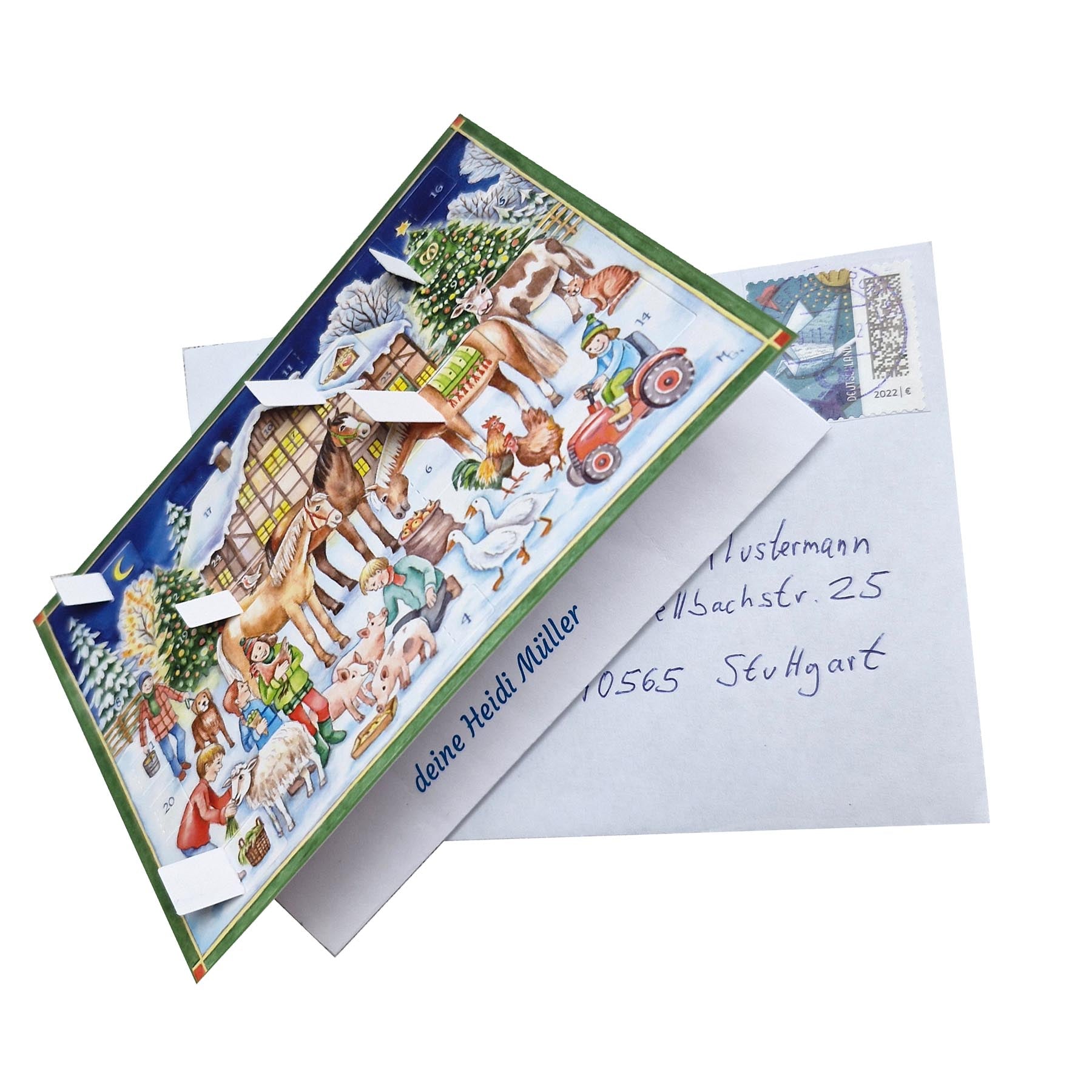 Postkarten-Adventskalender "Weihnachten mit den Tieren"