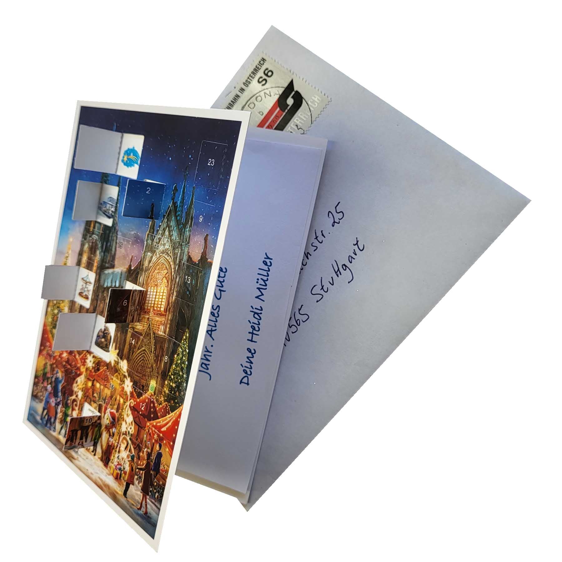 Calendario dell'Avvento con cartoline "Duomo di Colonia"