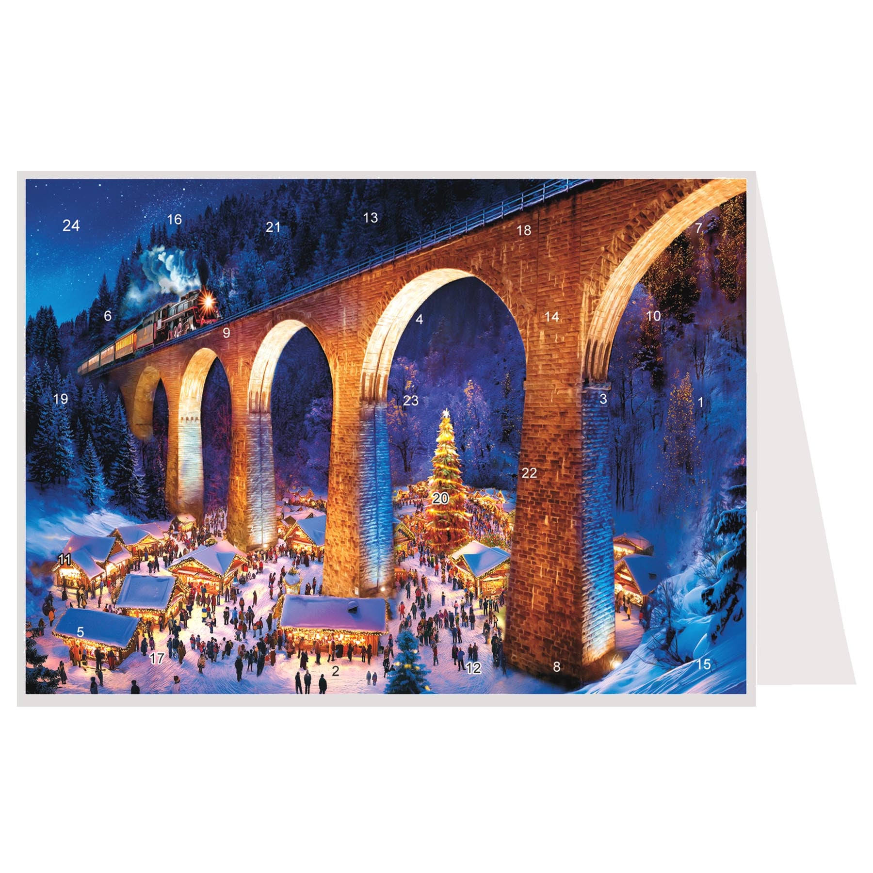 Mini calendario dell'Avvento „Magia delle bancarelle sotto il viadotto ferroviario“