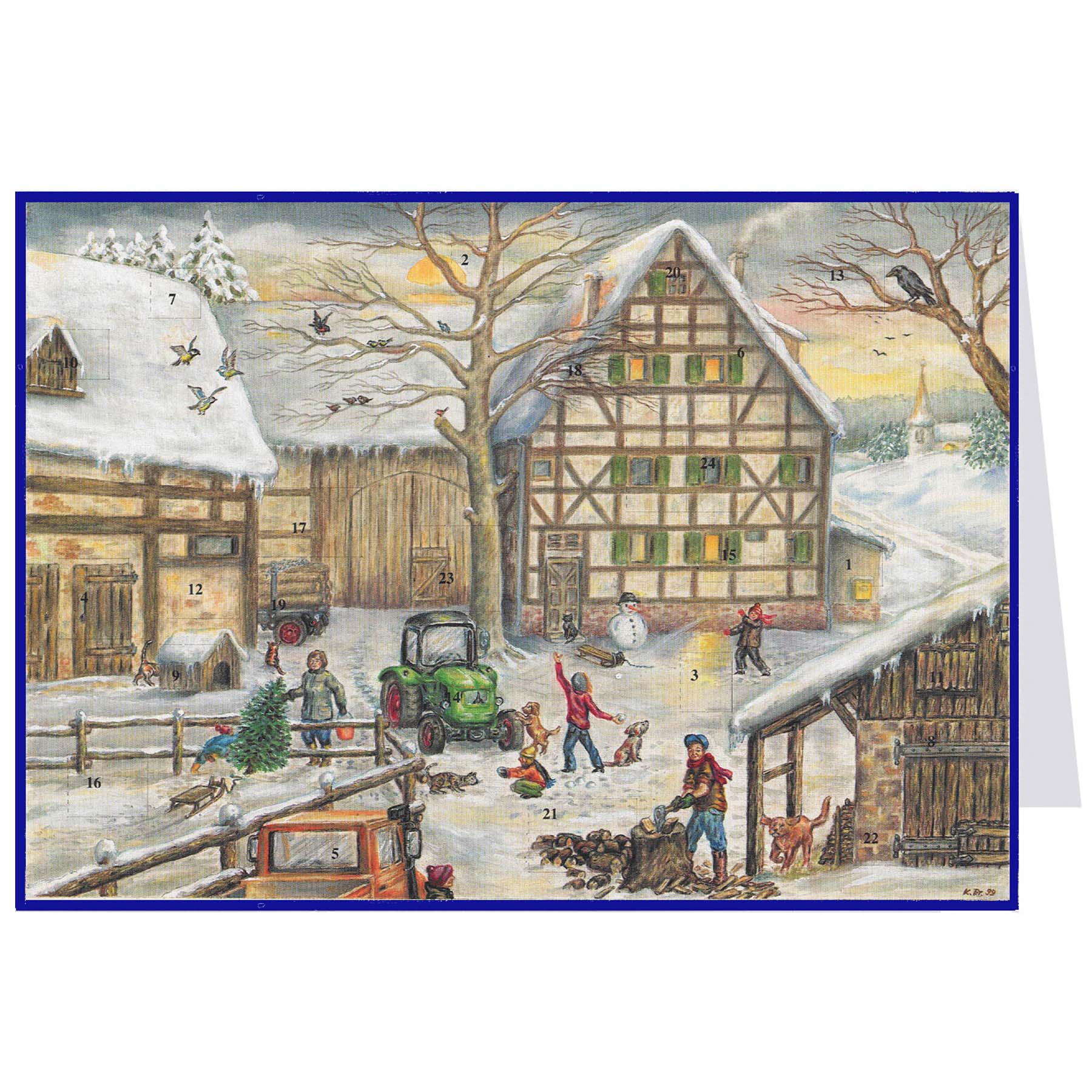 Postkarten-Adventskalender „Winter auf dem Bauernhof“