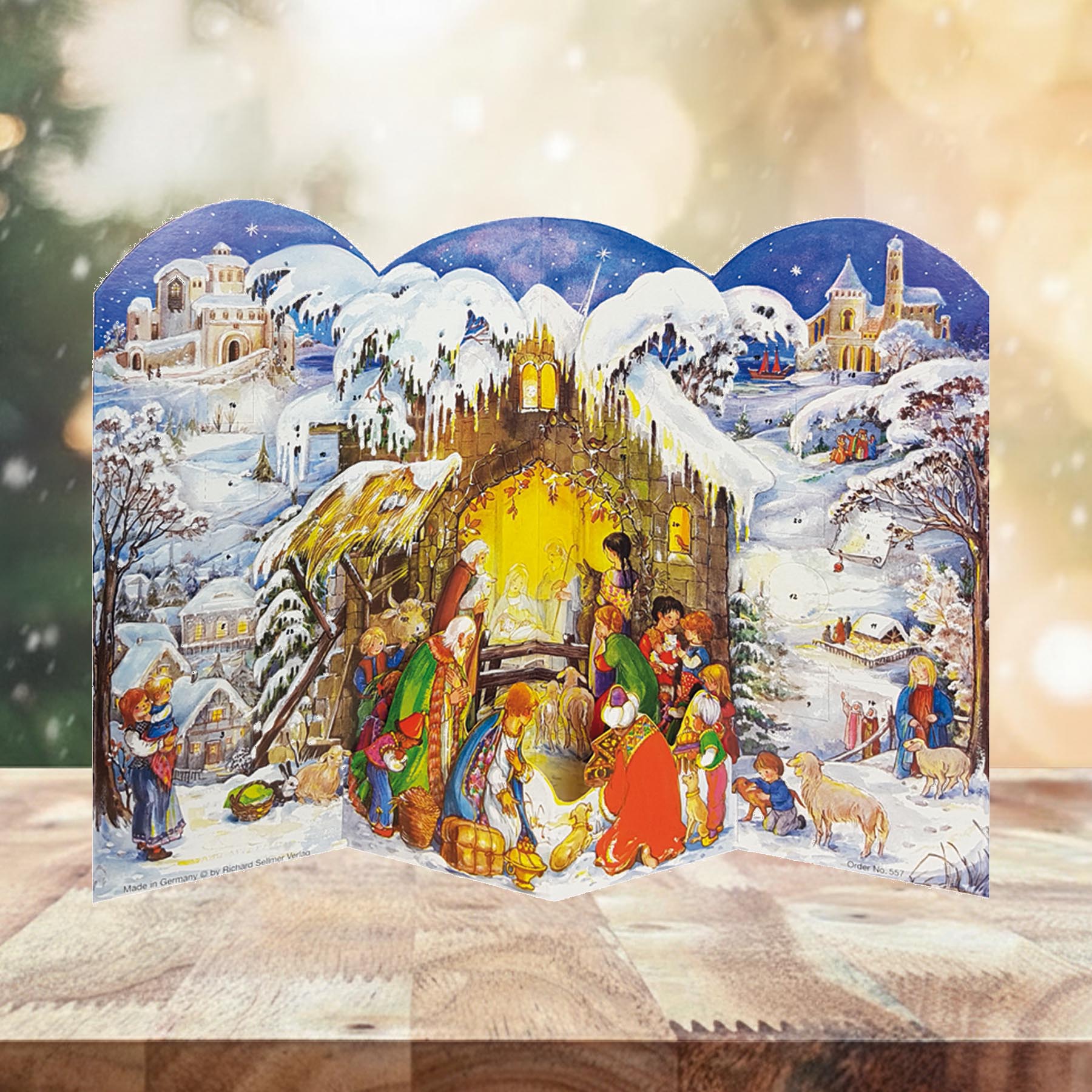 Adventskalender Jesus ist geboren aufgestellt