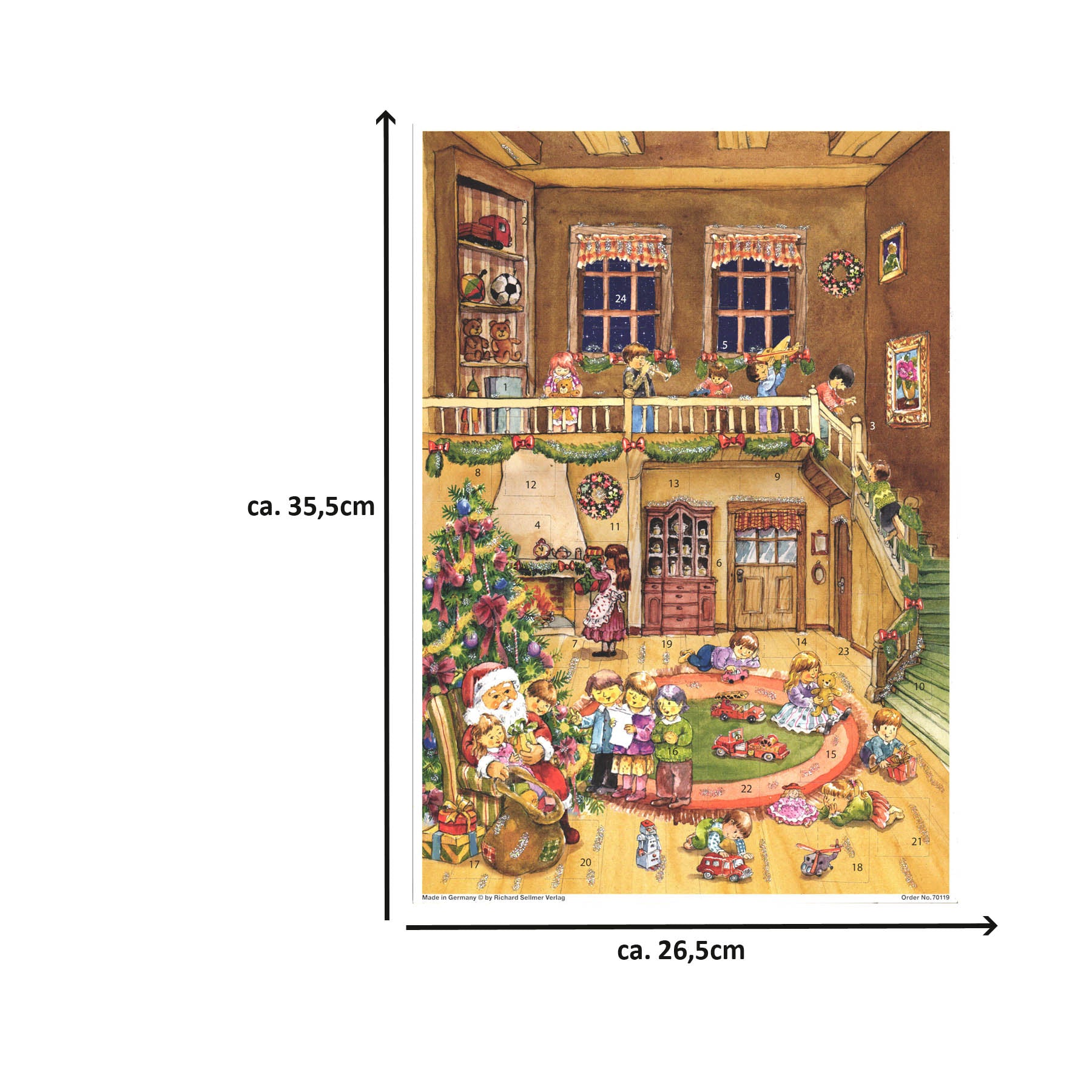 Adventskalender "Geschenke vom Weihnachtsmann" - Größenangabe miniaturansicht