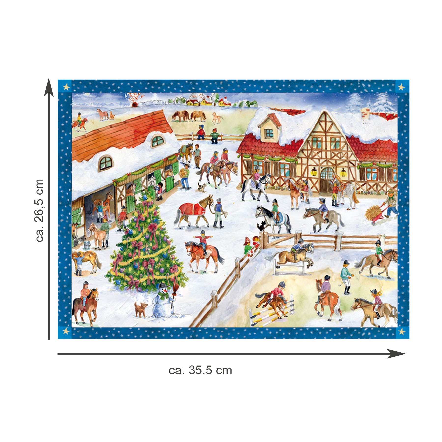 Adventskalender Ponnyhof mit Maßangabe
