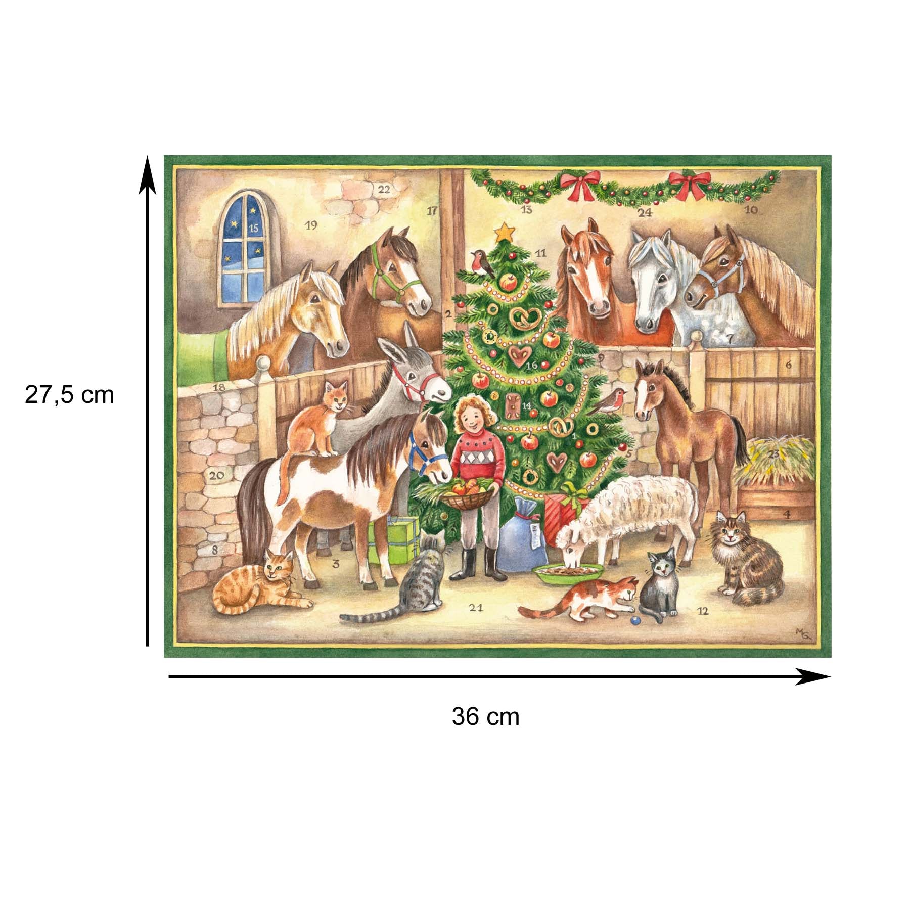 Grössenangaben zum Adventskalender "Im Stall"