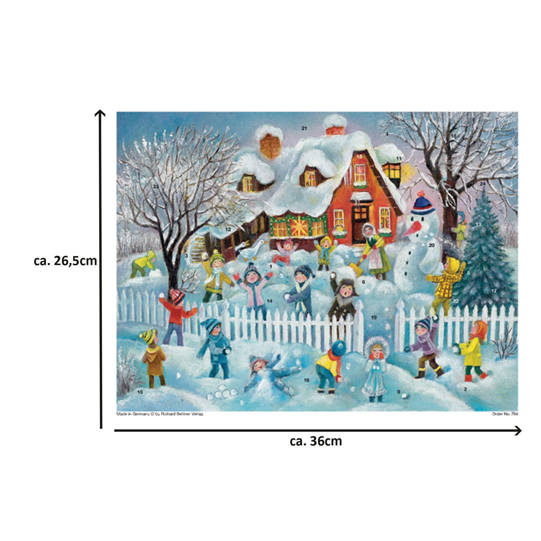 Advent calendar "Snowball Battle in front of the House"