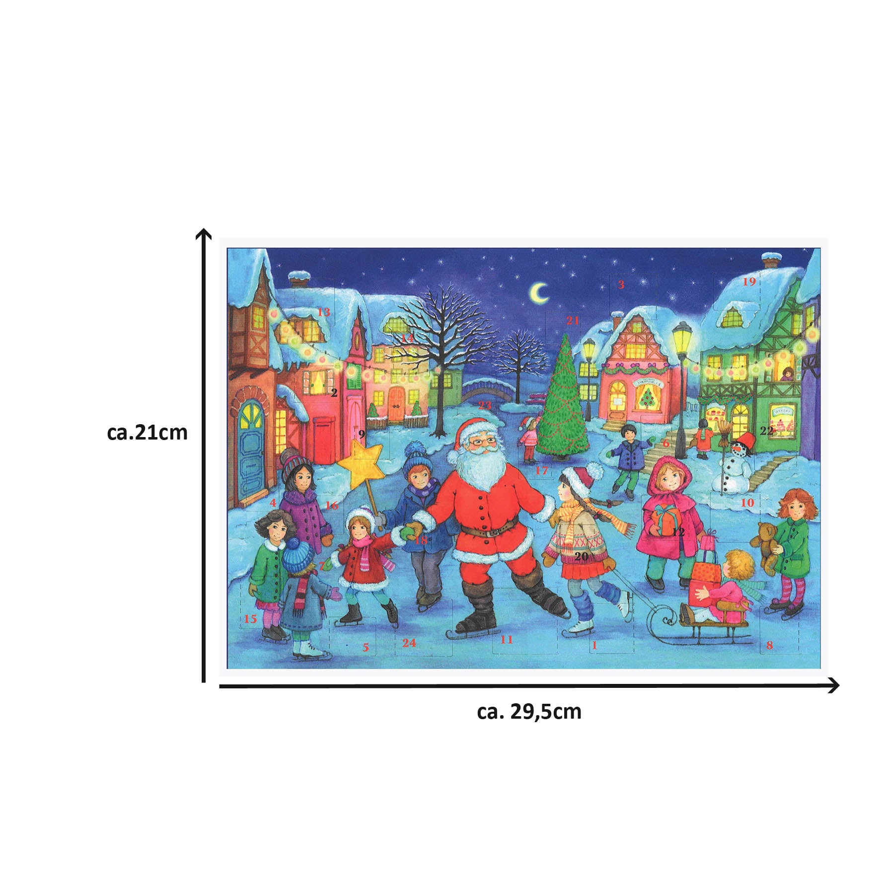 Adventskalender A4 "Schlittschuh laufen mit dem Weihnachtsmann" - Größenangabe miniatura