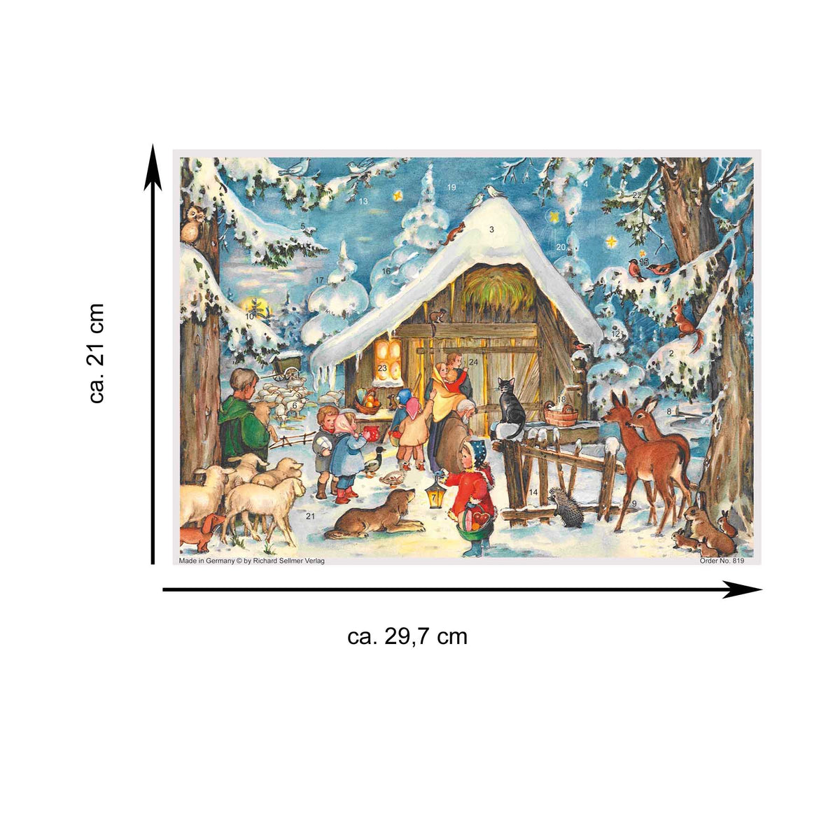 Größenangabe zu Adventskalender "Wir warten am Stall"