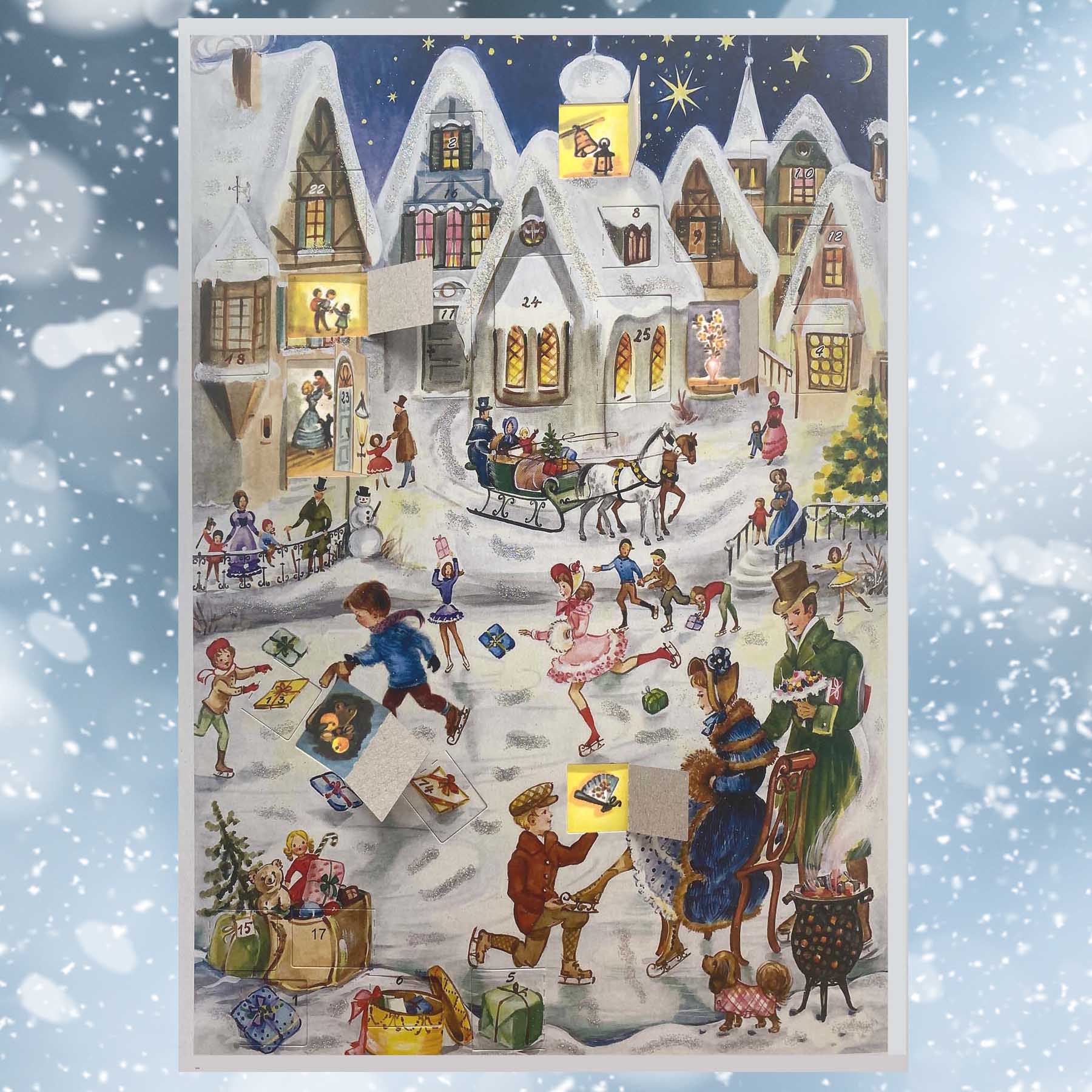 Advent Calendar A4 "Ice Skating Joys of Times Past" - NEW