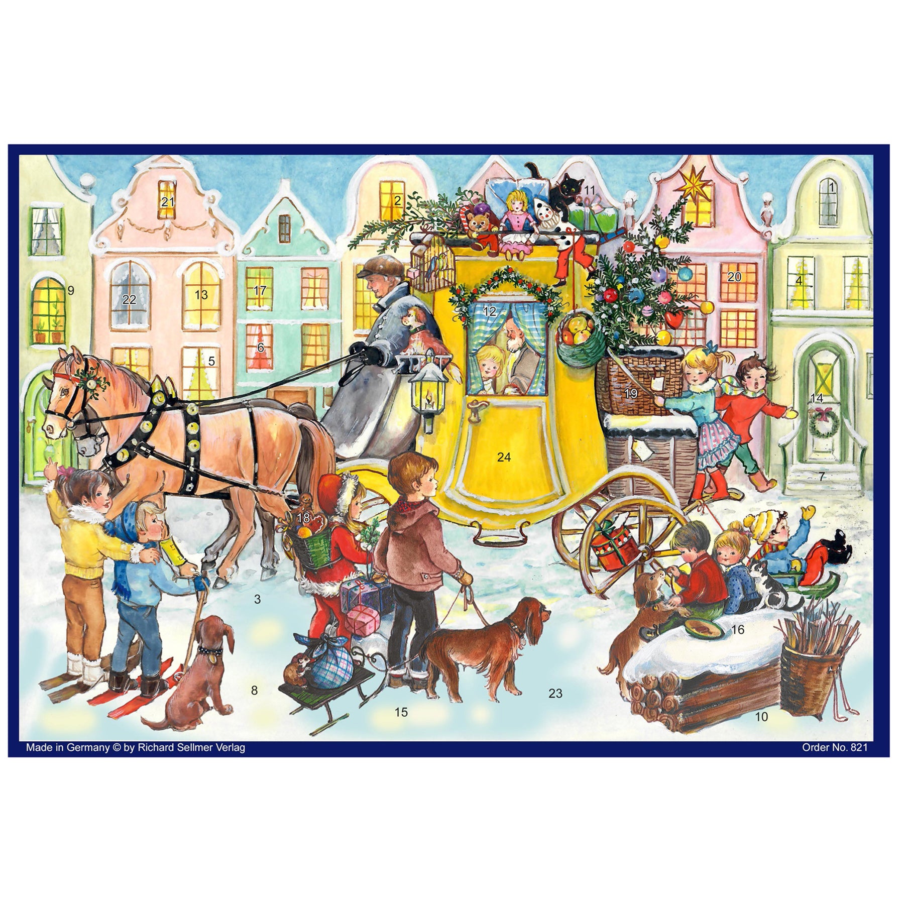 Adventskalender A4 "Eine Postkutsche voller Geschenke" - NEU