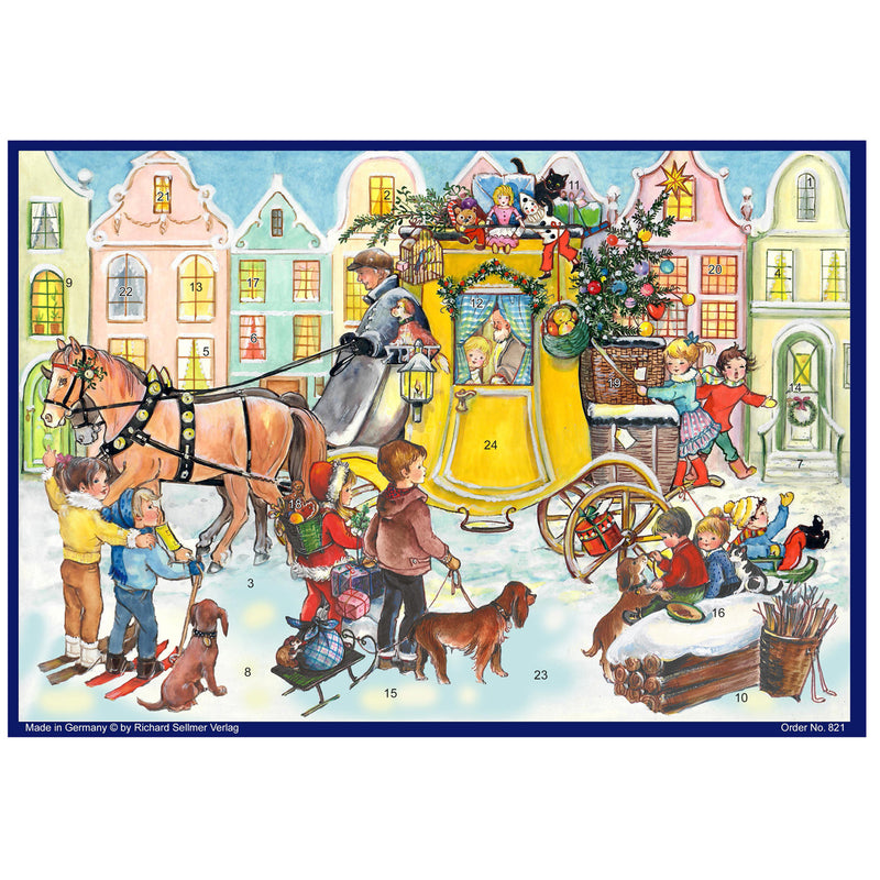 Adventskalender A4 "Eine Postkutsche voller Geschenke" - NEU