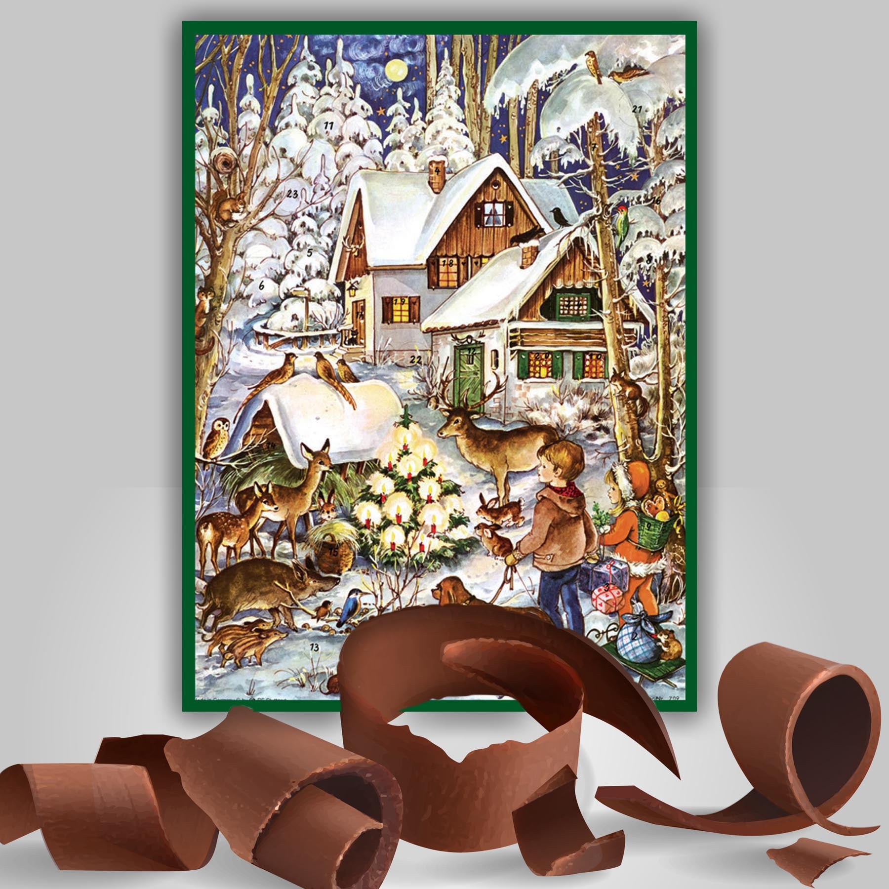 Calendario dell'Avvento al cioccolato „Inverno con gli animali“