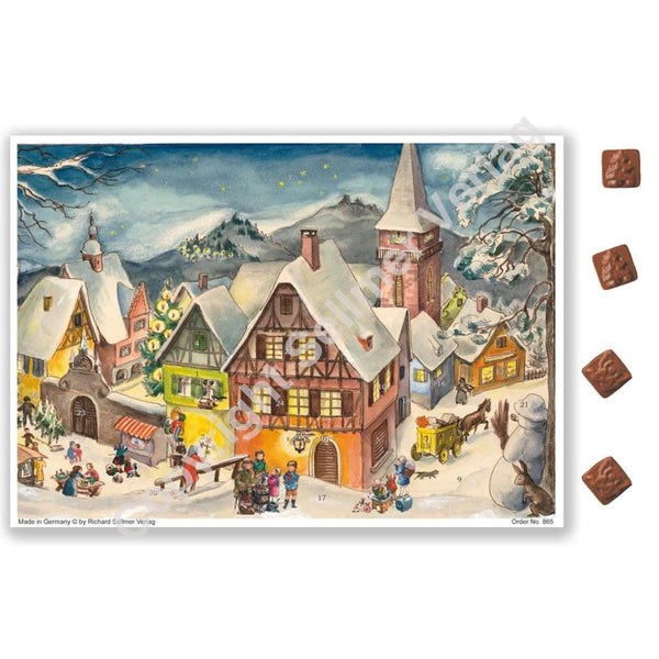 Schoko-Adventskalender "Verschneites Dorf" - Sellmer Adventskalender
