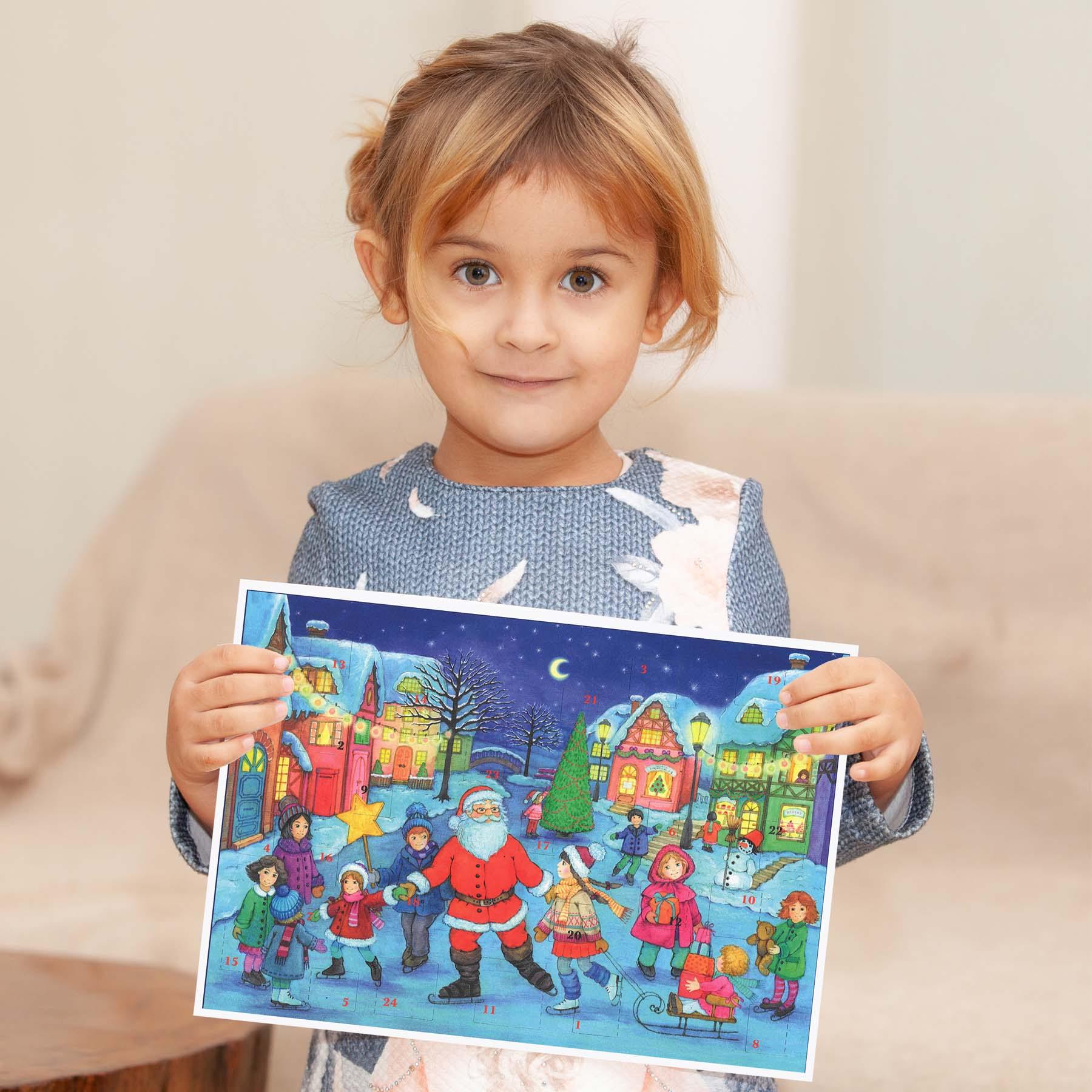 Adventskalender A4 "Schlittschuh laufen mit dem Weihnachtsmann" - Sellmer Adventskalender