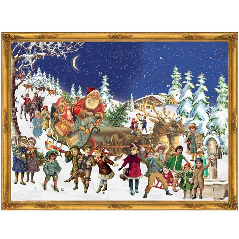 Adventskalender "Weihnachtsmann im Rentierschlitten" - Sellmer Adventskalender