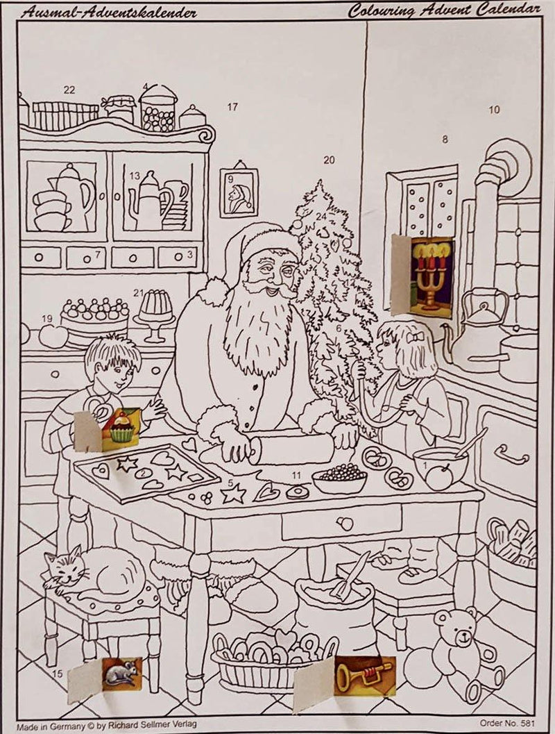 Ausmal-Adventskalender "Backen mit dem Weihnachtsmann" - Sellmer Adventskalender